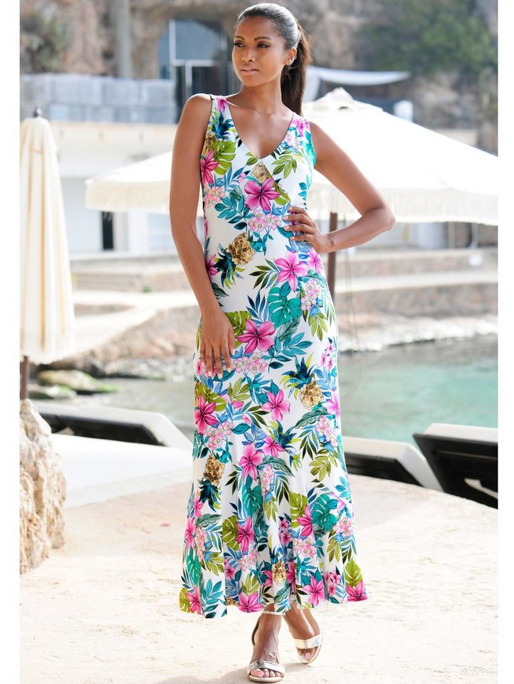 Alba Moda Strandkleid mit buntem Druck in weiß