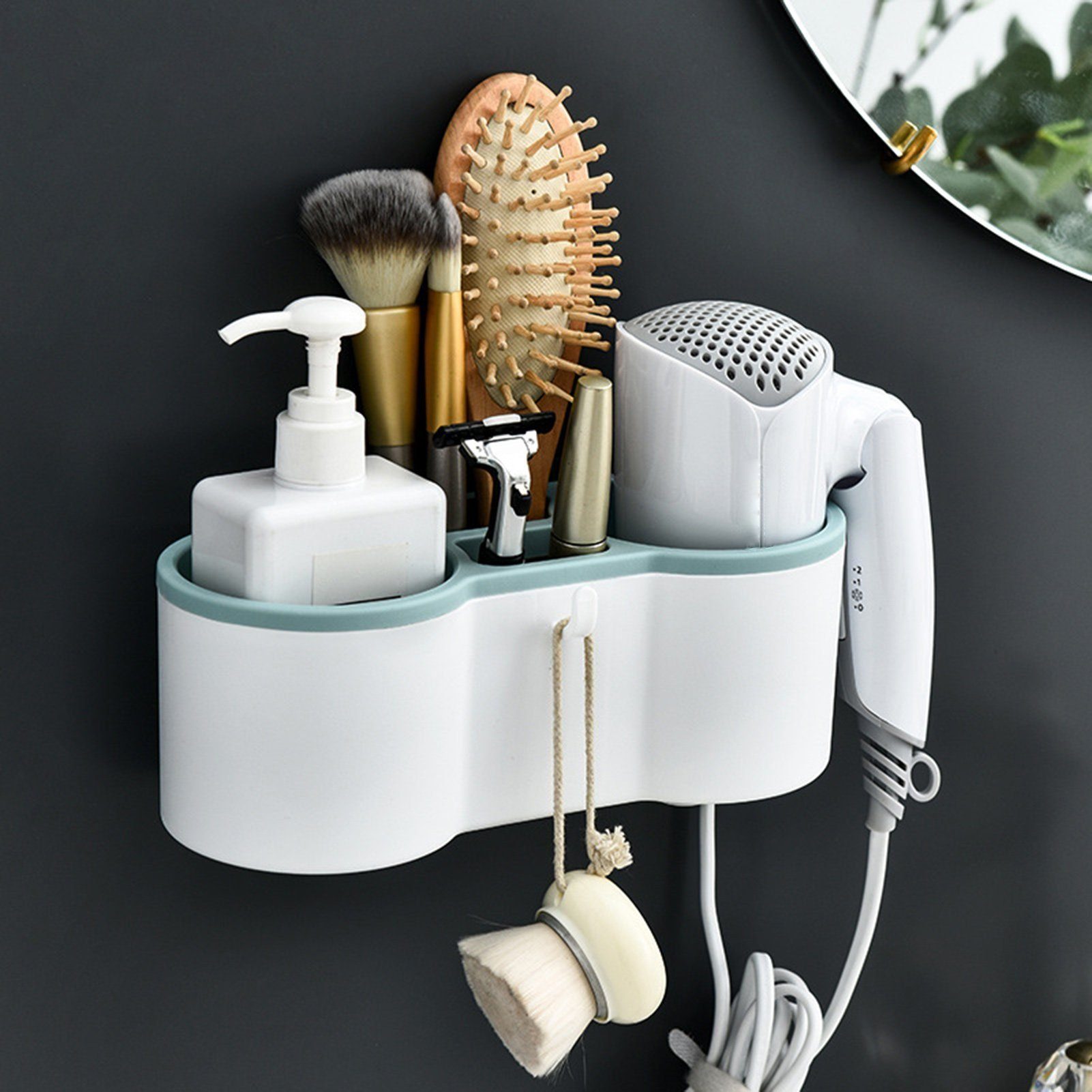 Werkzeuge Haartrocknerhalter, fürs Grün Badorganizer Halter) Föhnhalterung Badezimmer (Haartrocknerhalter, (Multifunktional LENBEST Ohne Bohren Haartrocknerhalter