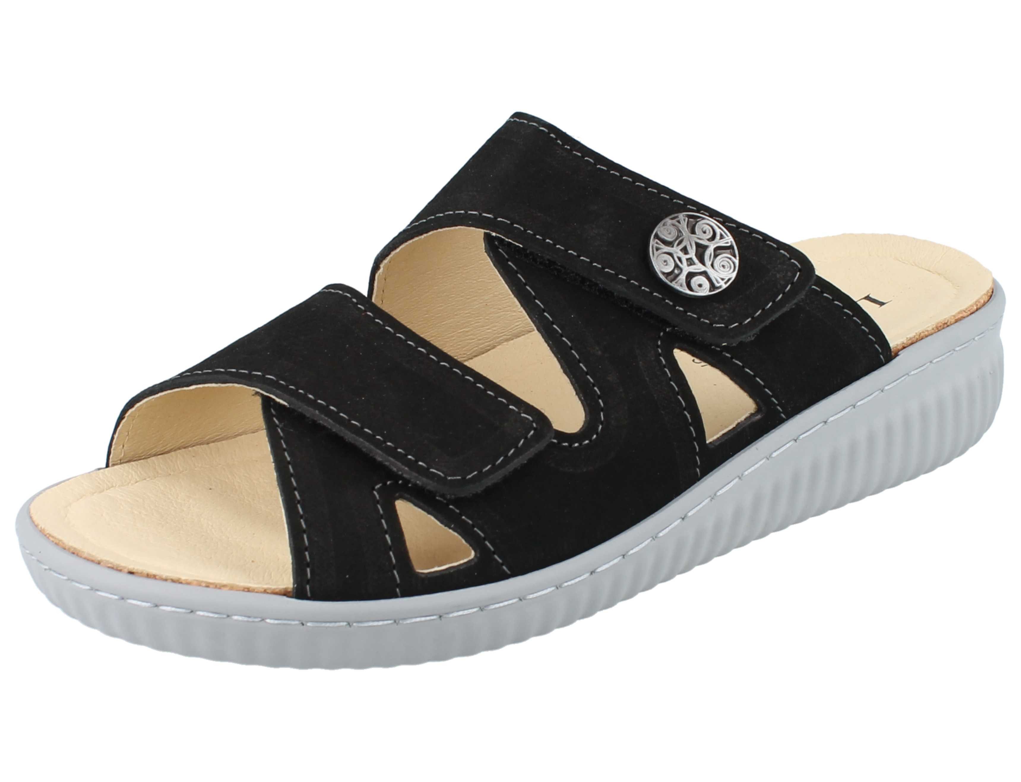 Longo LONGO Damen Pantolette schwarz helle Sohle Nubukleder - Größe: 41 Pantolette Wechselfußbett