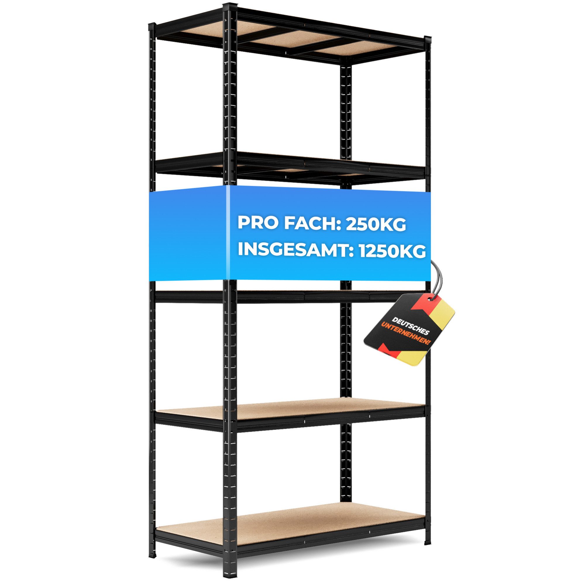 ALL Schwerlastregal Premium Qualität, 180x180x60cm 1250kg Traglast ideal für Lager & Keller