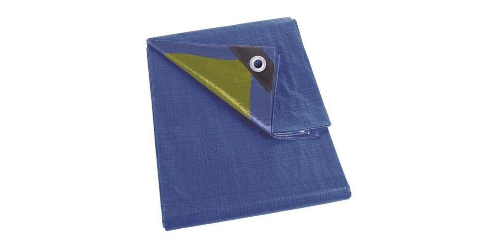 PEREL Baufolie Abdeckplane - Blau/Khaki - Strapazierfähig - 10 x 12 m