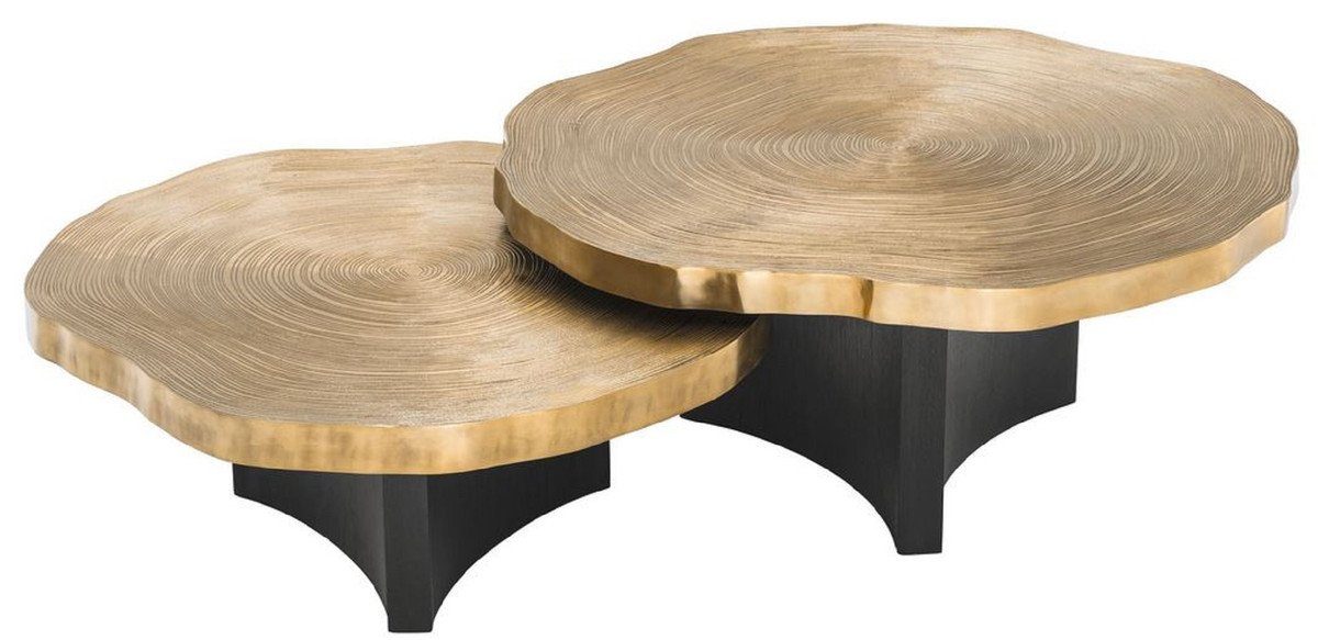 - Baumscheiben Set Tischplatten Design Schwarz Couchtisch Couchtisch mit Casa Luxuriöse Wohnzimmertische Messingfarben Padrino / im Luxus
