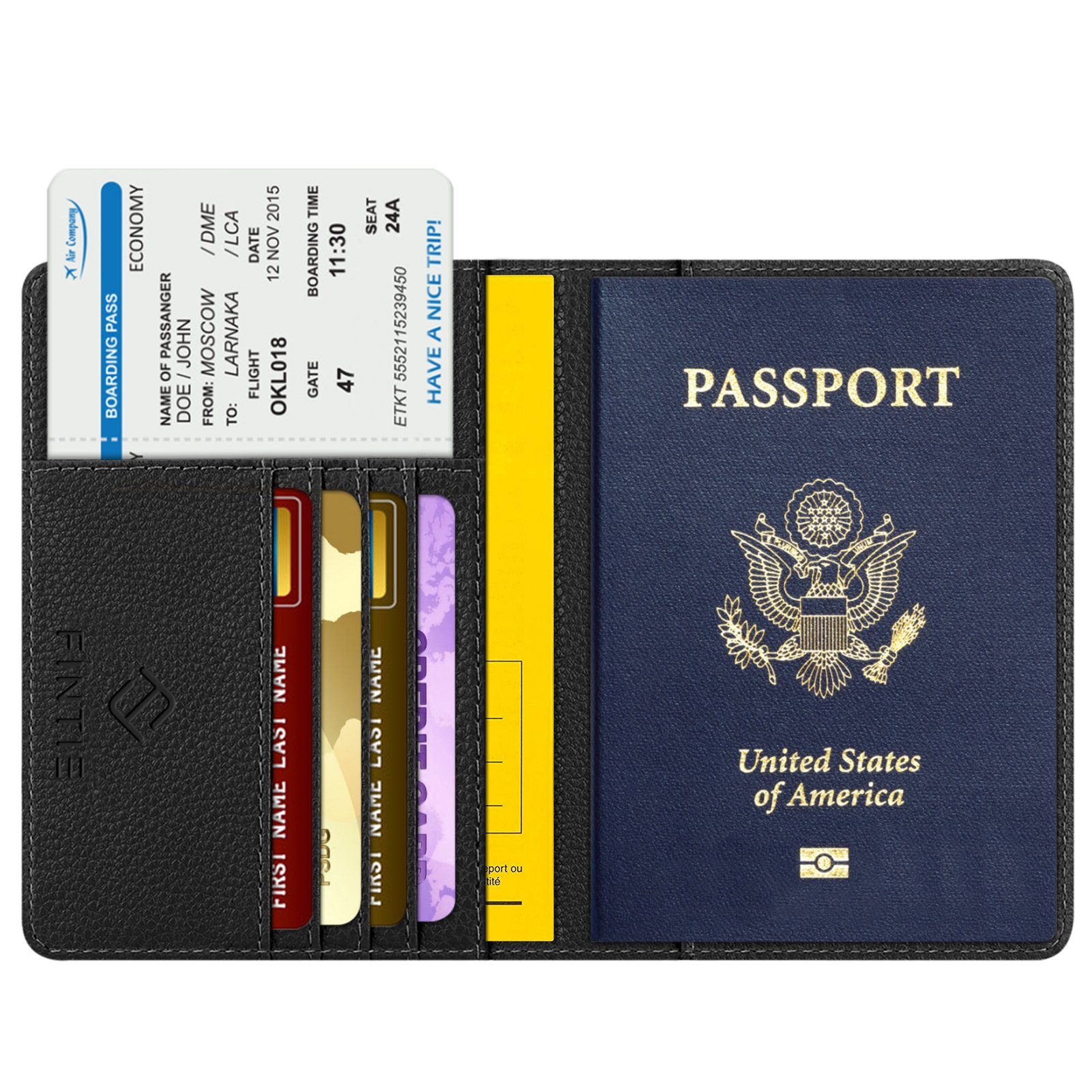 Fintie Smartphone-Hülle Reisepass Impfpass Schutzhülle - Premium Kunstleder Reisepasshülle, Travel Organizer mit RFID-Blockier für Kreditkarten, Ausweis usw.