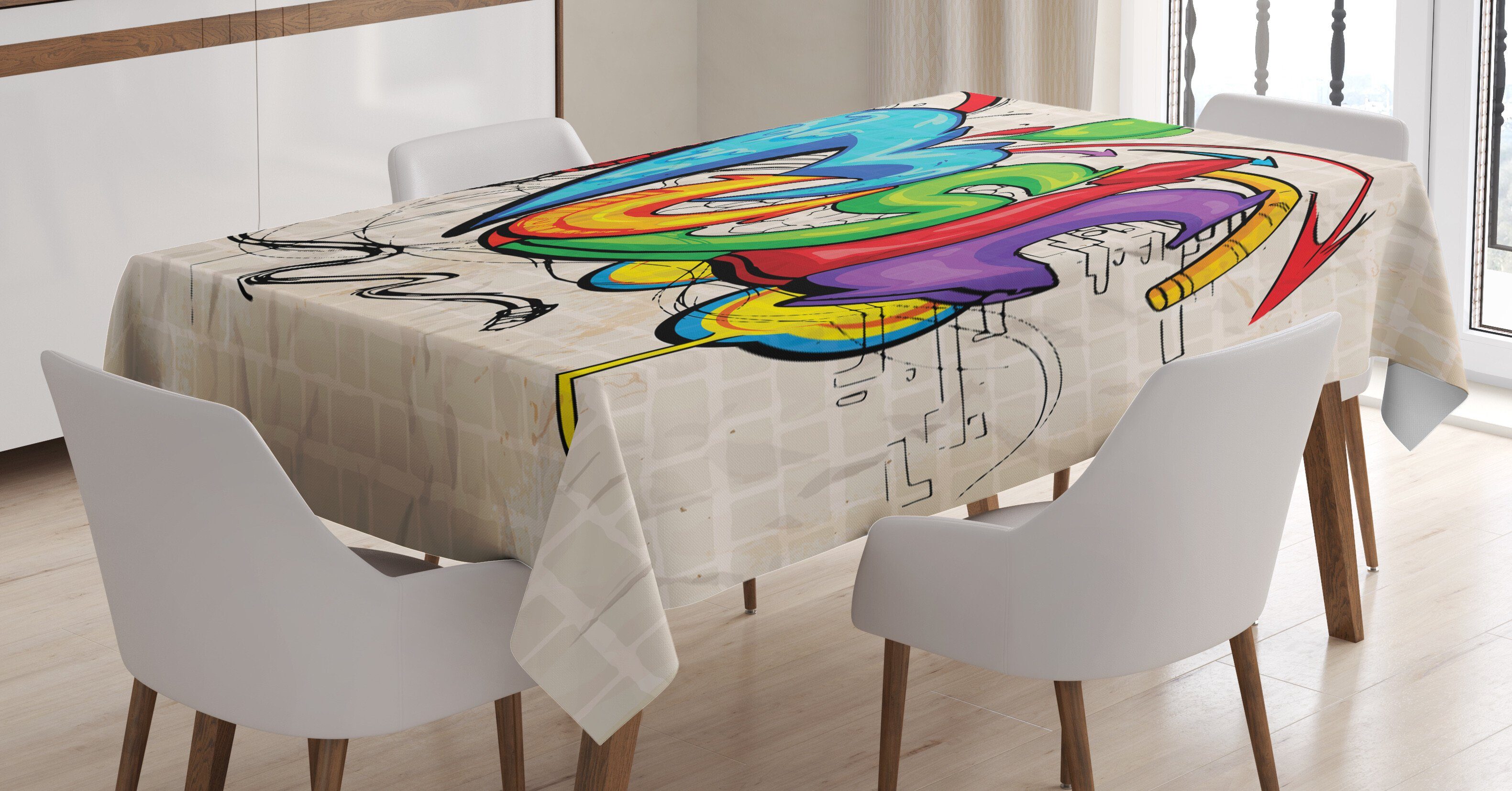 Hip Farben, Für Farbfest Außen Musik Graffiti Klare Bereich den Retro Waschbar Hop Abakuhaus Tischdecke geeignet