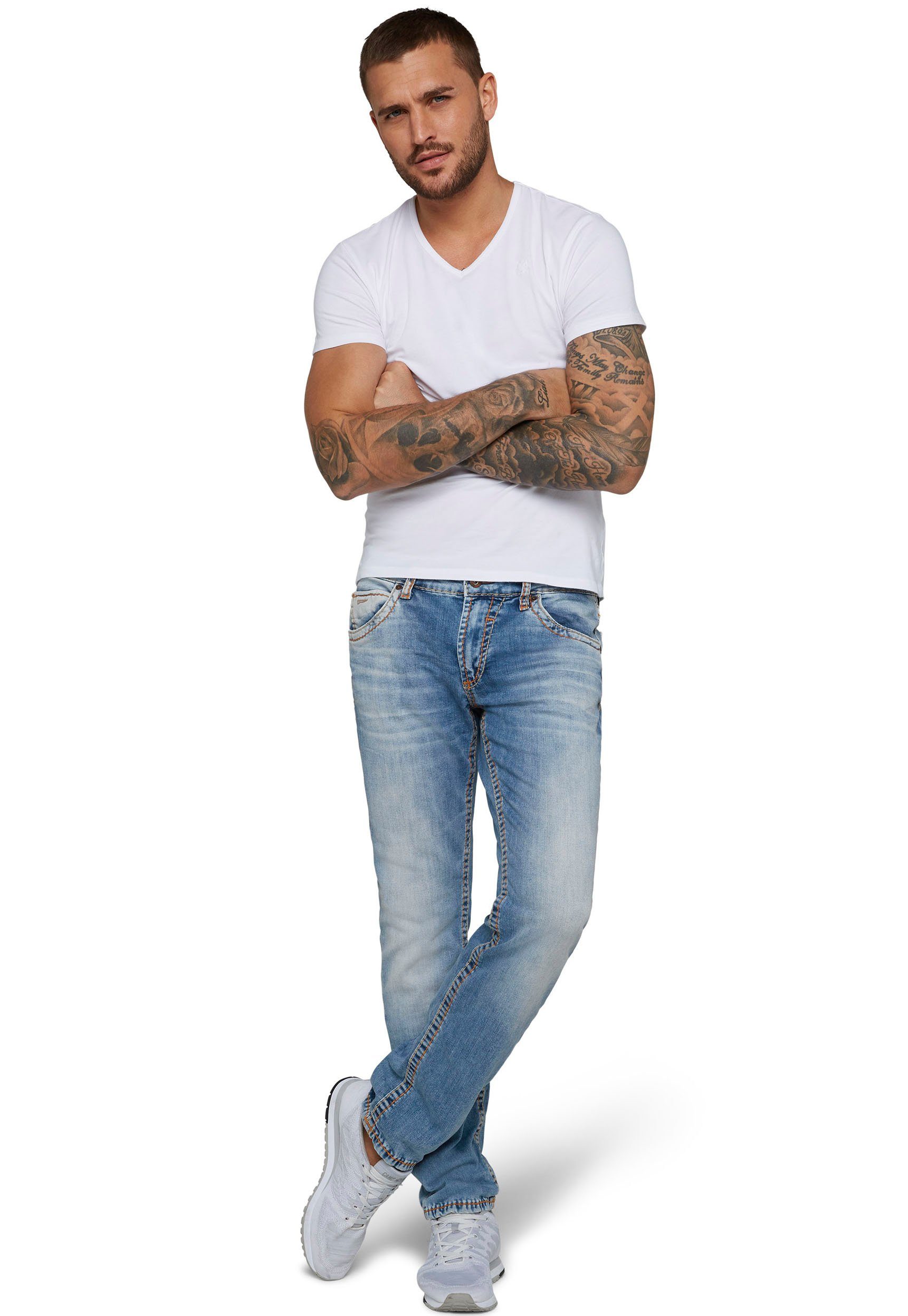 CAMP DAVID Straight-Jeans NI:CO:R611 mit markanten light Steppnähten vintage