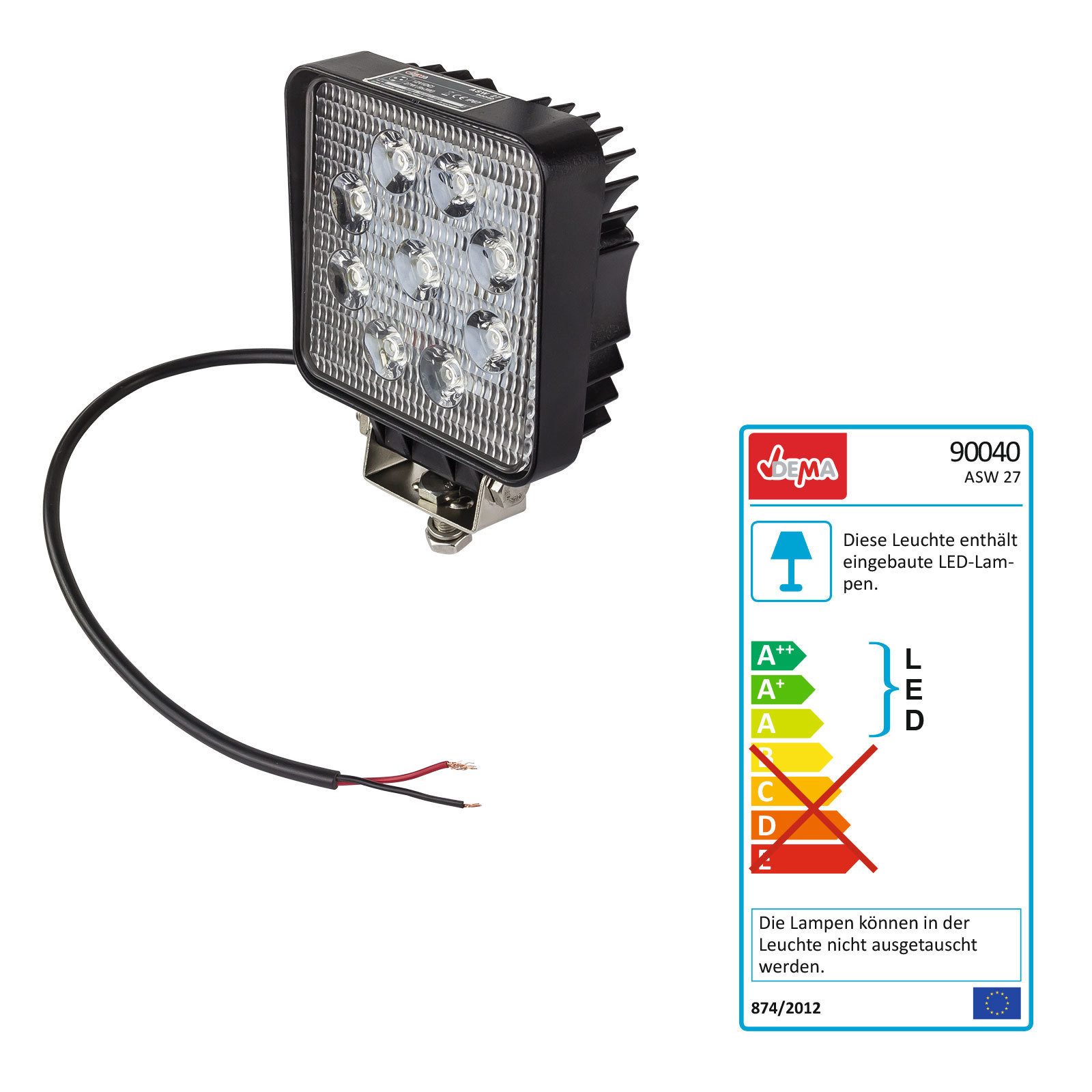 DEMA Arbeitsleuchte 12 Volt LED - Arbeitsscheinwerfer 9x3W