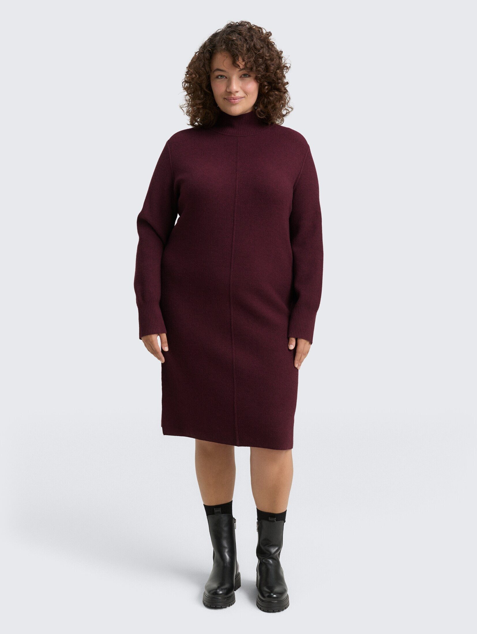 TOM TAILOR PLUS Sommerkleid Plus Size - Strickkleid mit Stehkragen Plus Size - Strickkleid mit Stehkragen