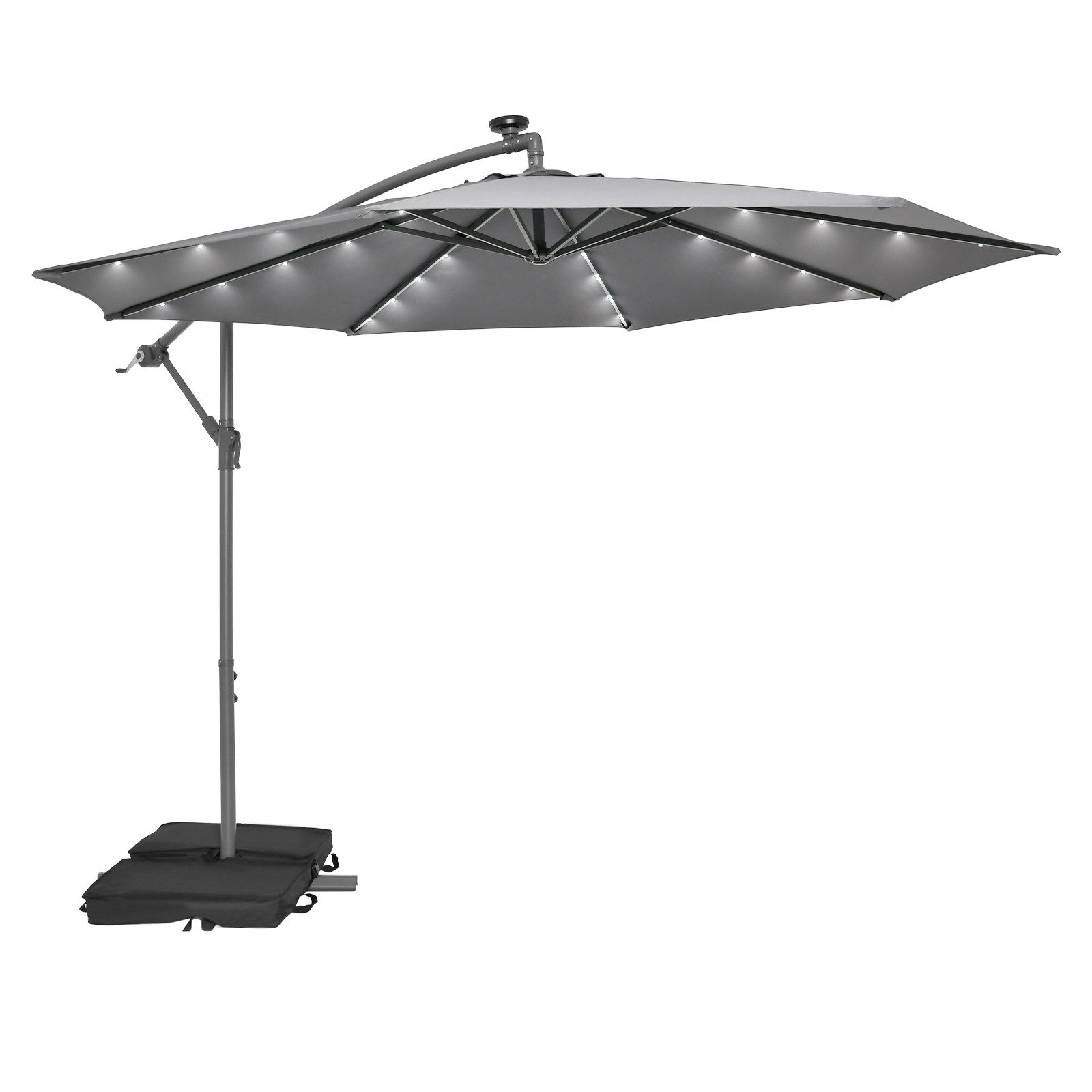 COSTWAY Sonnenschirm Gartenschirm, mit Ständer, 40 Solar LED Leuchten