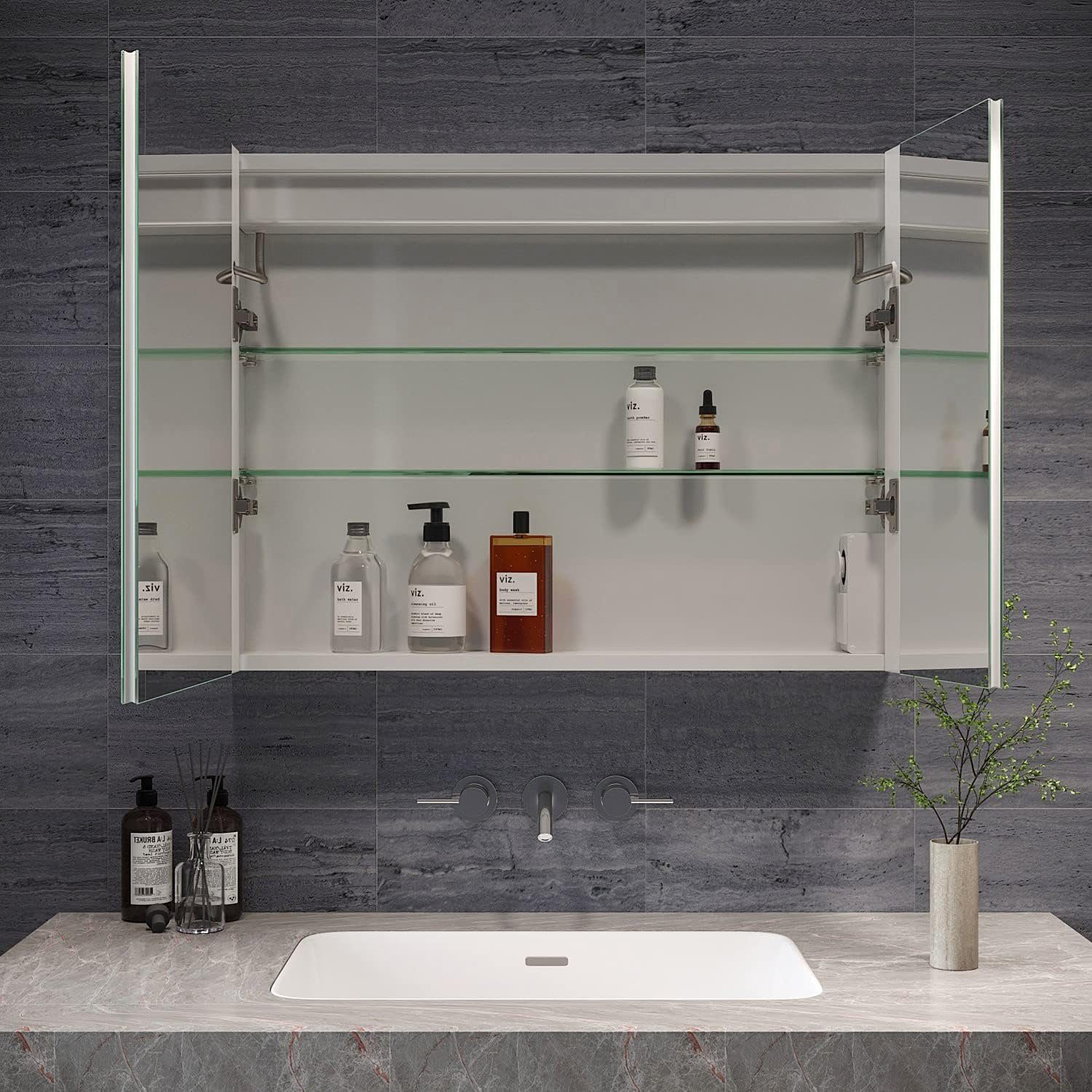 AQUABATOS Badezimmerspiegelschrank Led mit Beleuchtung Licht Spiegelschrank günstig online kaufen