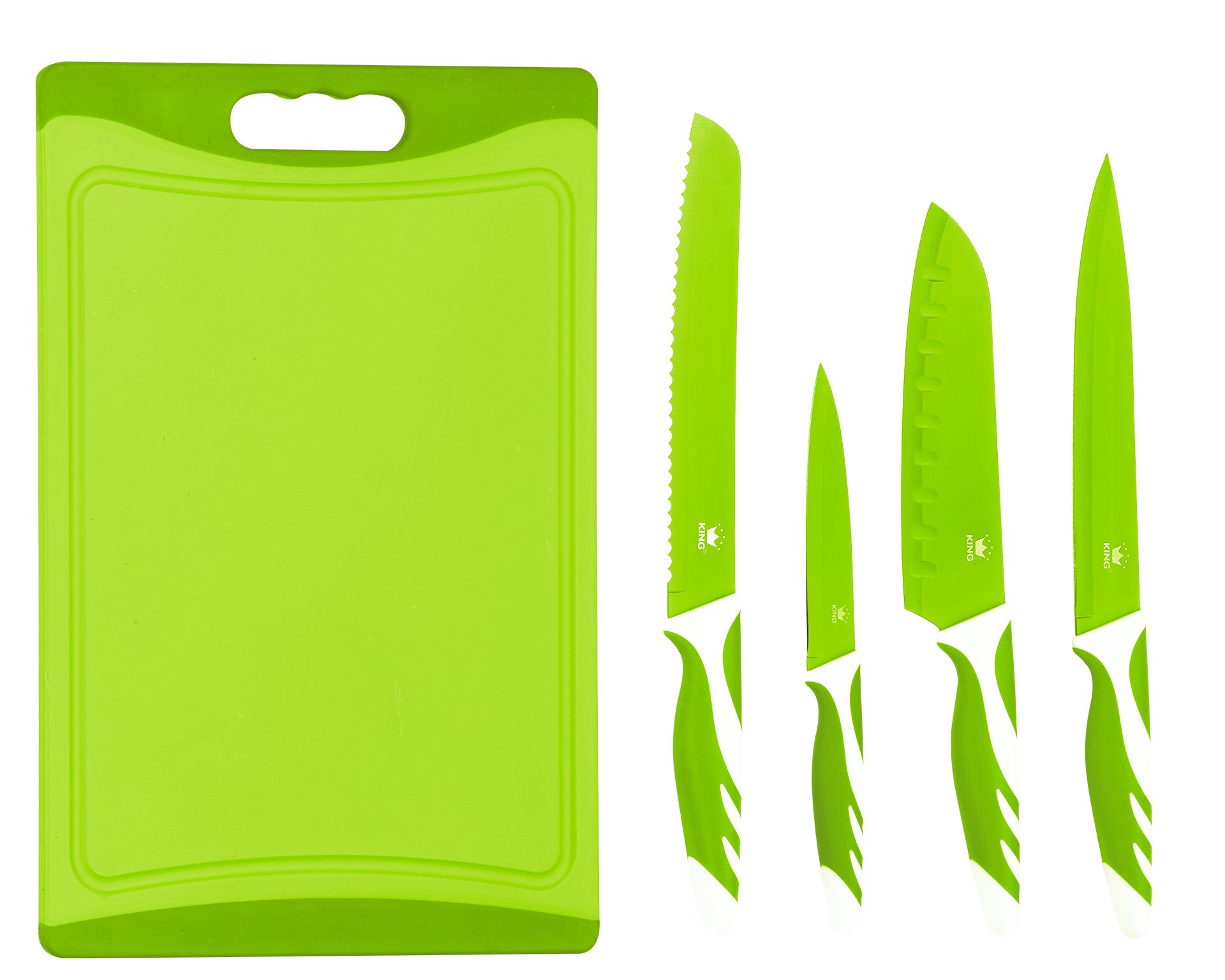 KING Messer-Set Küchenmesserset »CUTTING« (Set, 5-tlg), 4 Küchenmesser, 1 Schneidebrett