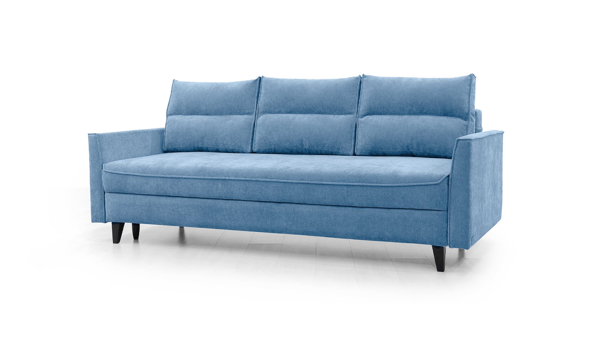 Hygger Möbelhaus Schlafsofa Loki mit Bettkasten im exklusiven Möbelstoff Priority, Liegefläche 145 × 202 cm, Taschenfederkern, Füße aus massivem Eschenholz, versandkostenfrei innerhalb Deutschlands, hergestellt in Europa