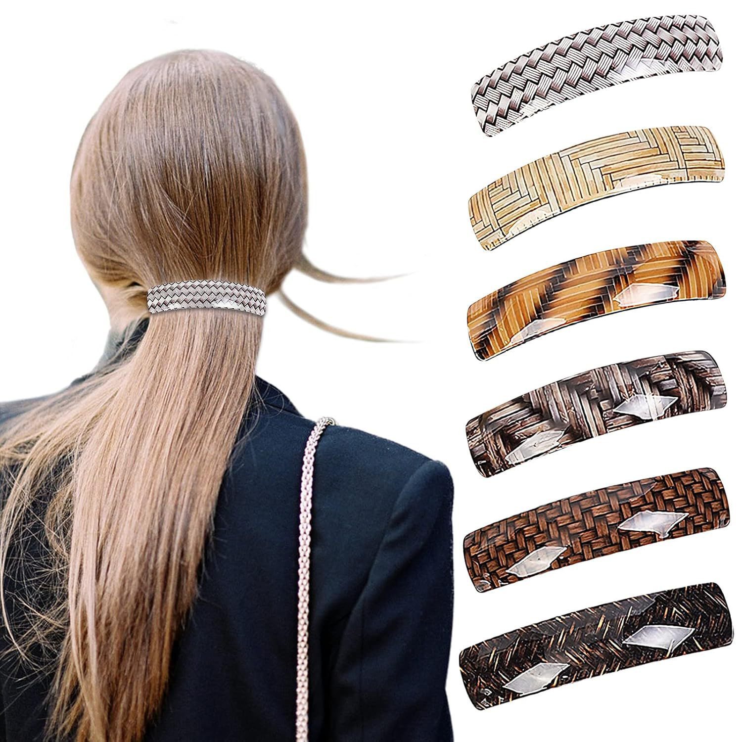 Zaewry Haarspange 6-teiliges Set Retro-Damen-Haarspangen, französische Haaraccessoires, 9,2 cm automatische Klick-Haarspangen für Frauen und Mädchen