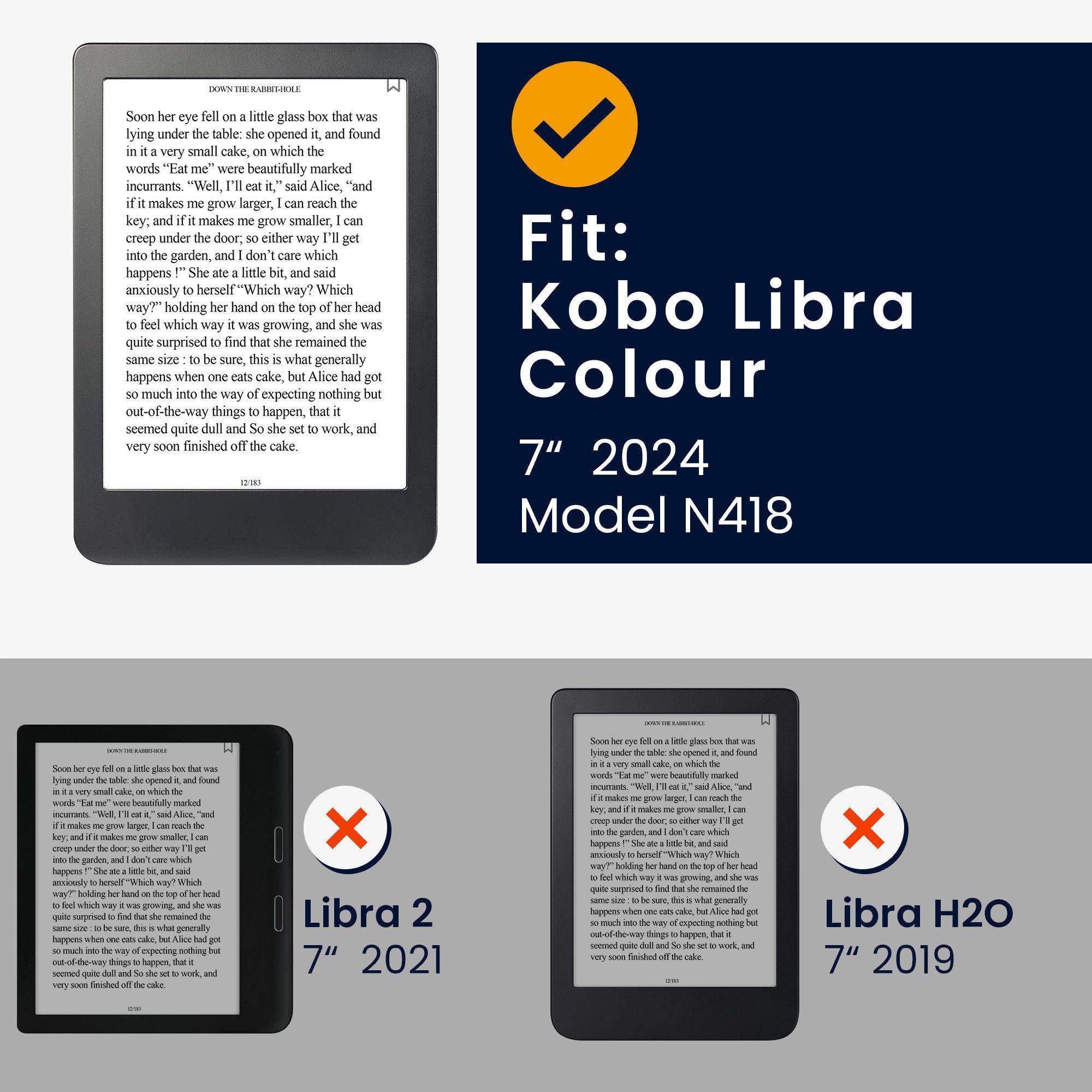 kwmobile E-Reader-Hülle Flip Schutzhülle für Kobo Kobo Libra Colour / Tolino Vision Color, Handschlaufe - Cover Bibliothek Motto Design – Bild 2 von 5