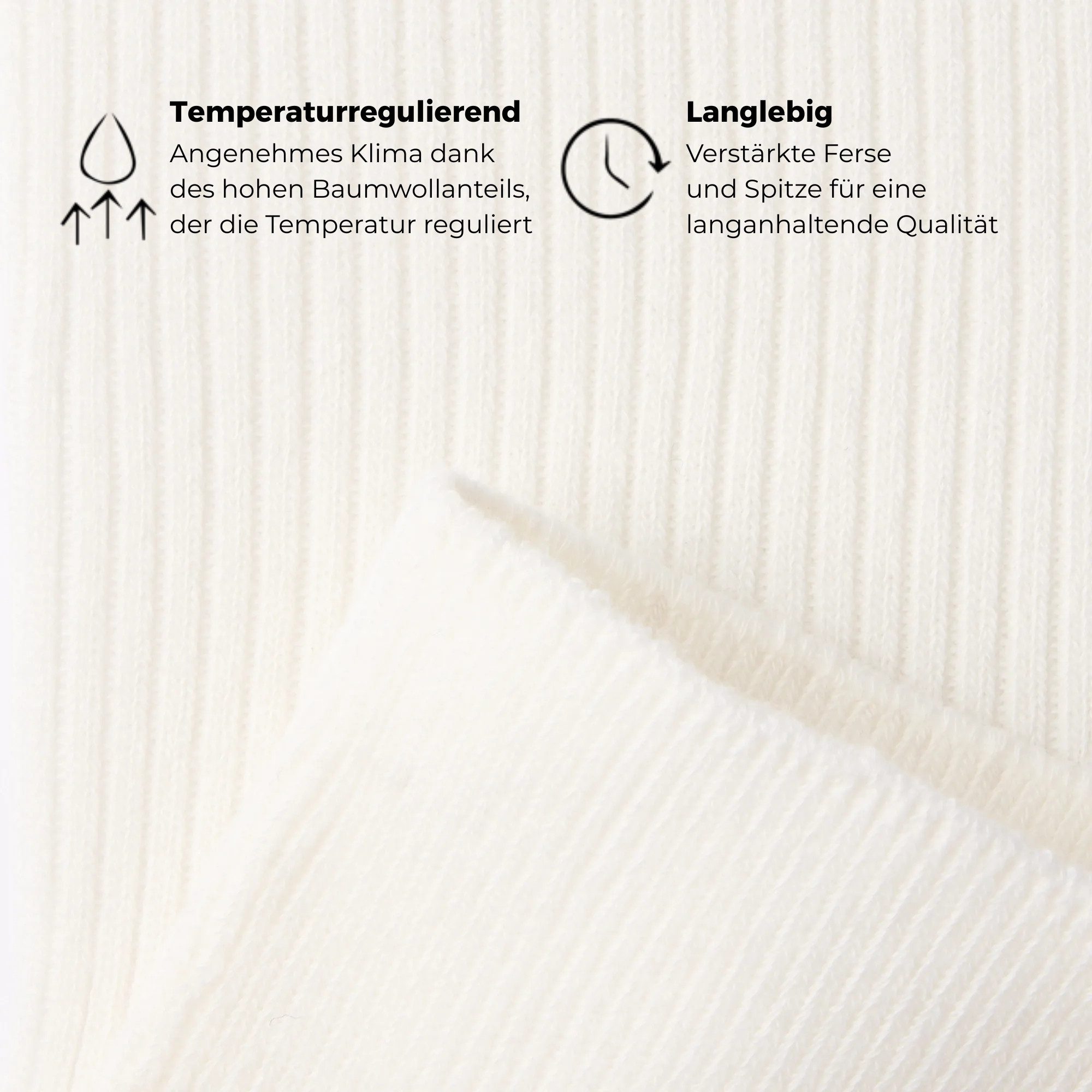 von Jungfeld Socken Fine Ribbed Bio-Baumwolle 35-46 Unisex 2 Paar (2-Paar, 2 Paar) verstärkte Ferse & Spitze
