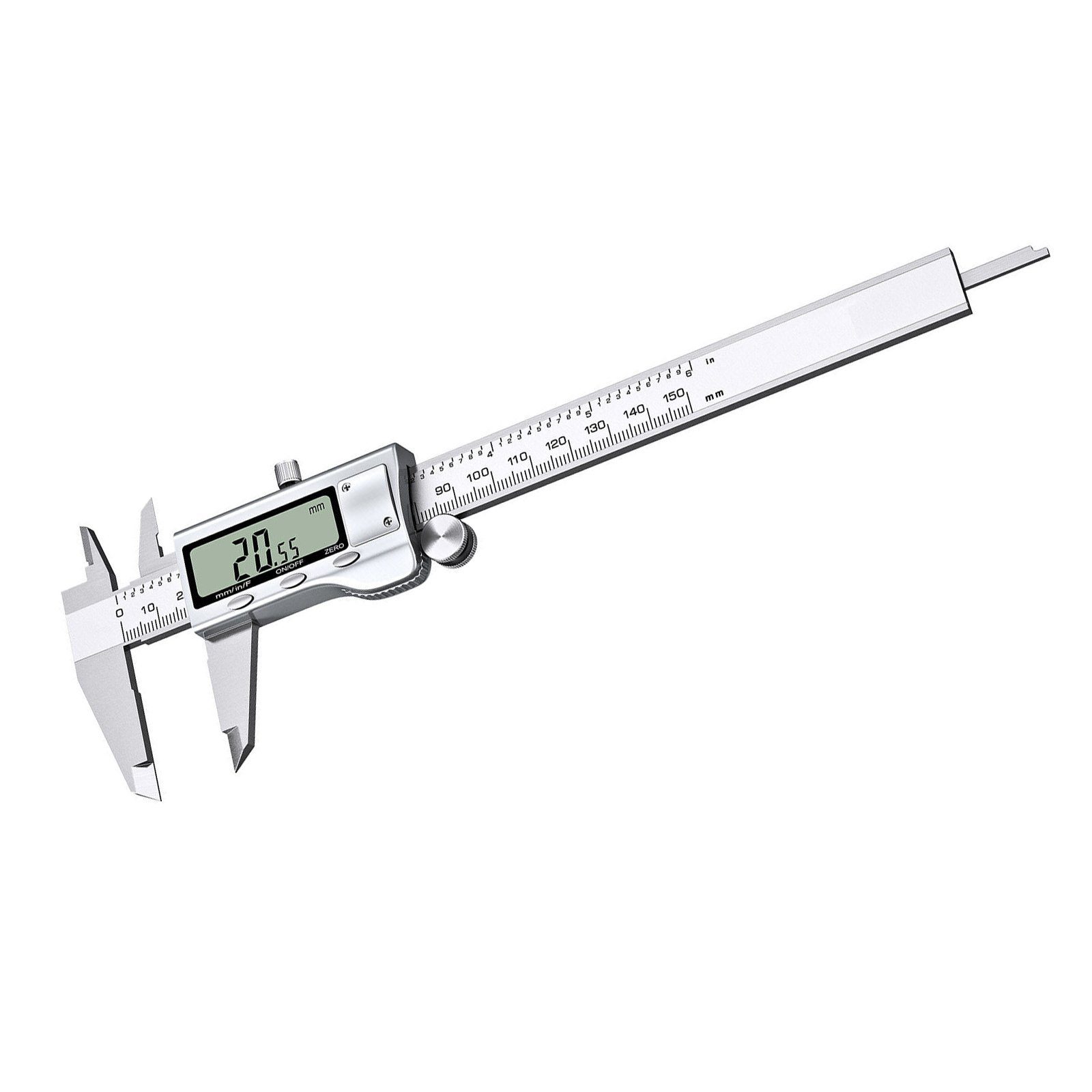 Bolwins Messschieber H35C Digital Messschieber Schieblehre LCD Edelstahl Messschieber 150mm, 1, max. 150 mm, Set, 1-St., inkl. Aufbewahrungsbox und Ersatzbatterie, Digitaler Messschieber, Hohe Messgenauigkeit, Großes LCD-Display