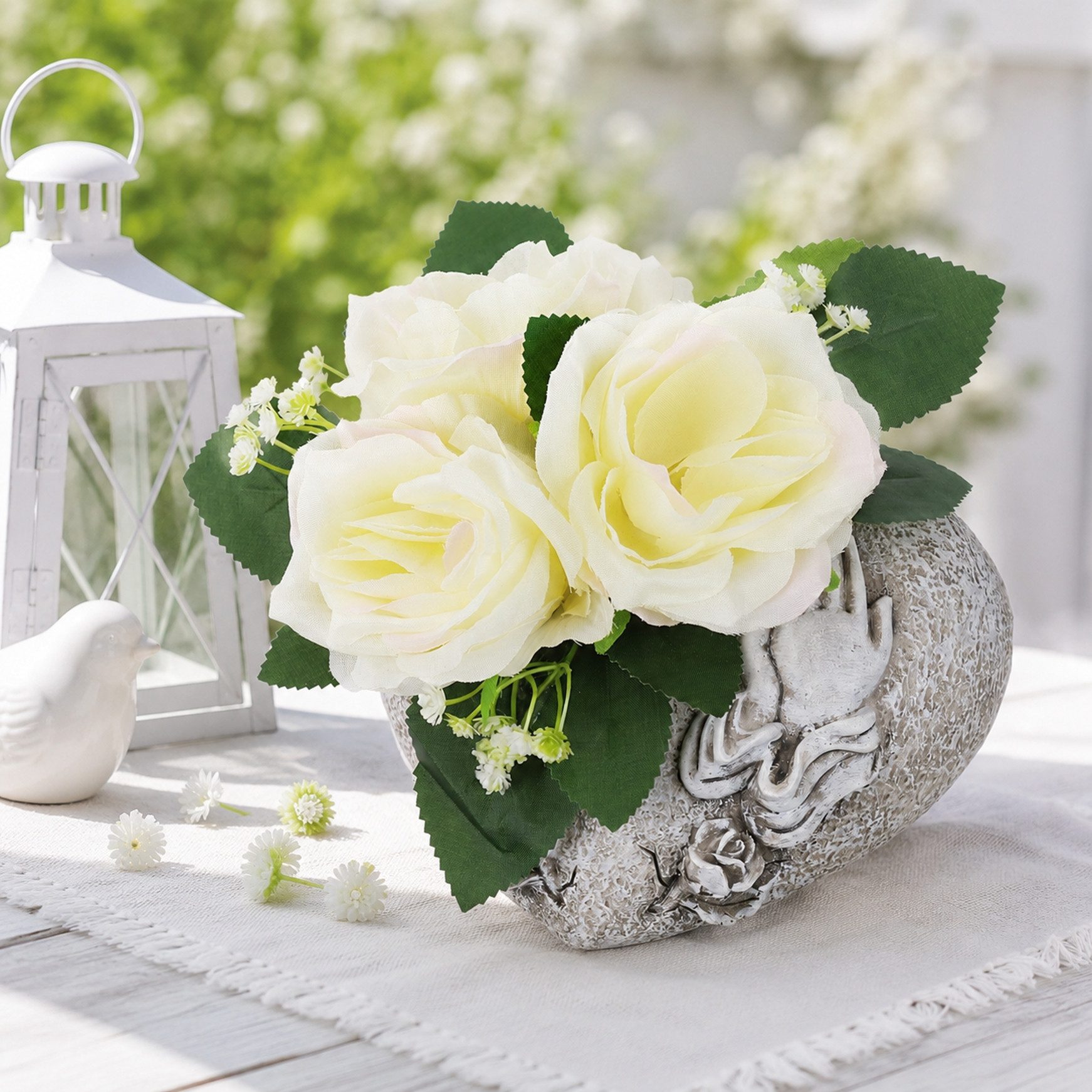 Kunstblume Gesteck 'Rosen' in Herz-Pflanzschale, OTTO home – Bild 2 von 2