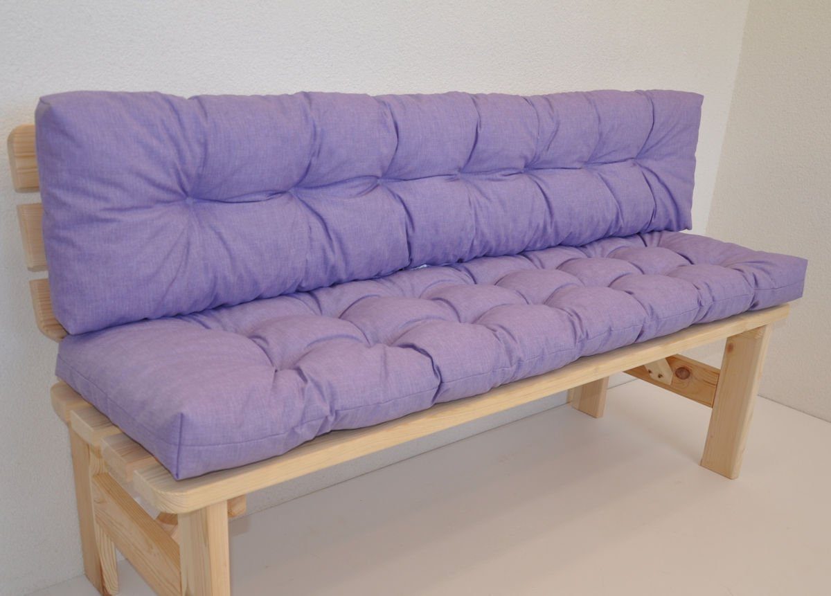 Rattani Bankauflage Kissen / Polster für Gartenbank / Bankkissen 150 cm violett