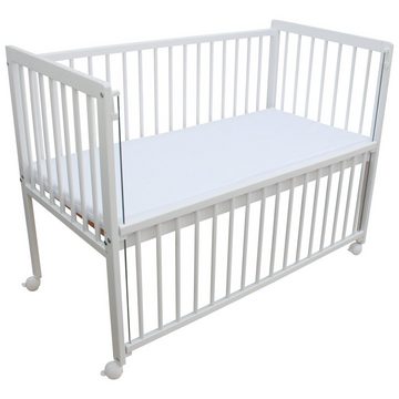 Micoland Beistellbett Kinderbett / Beistellbett / Wiege 3in1 120x60cm mit Matratze weiß