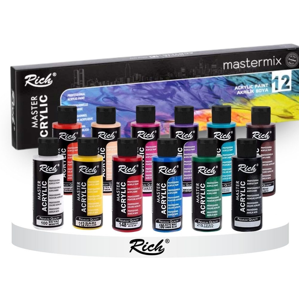 Acrylfarbe RICH MASTERMIX Acrylfarben-Set 12 Farben - 60 ml