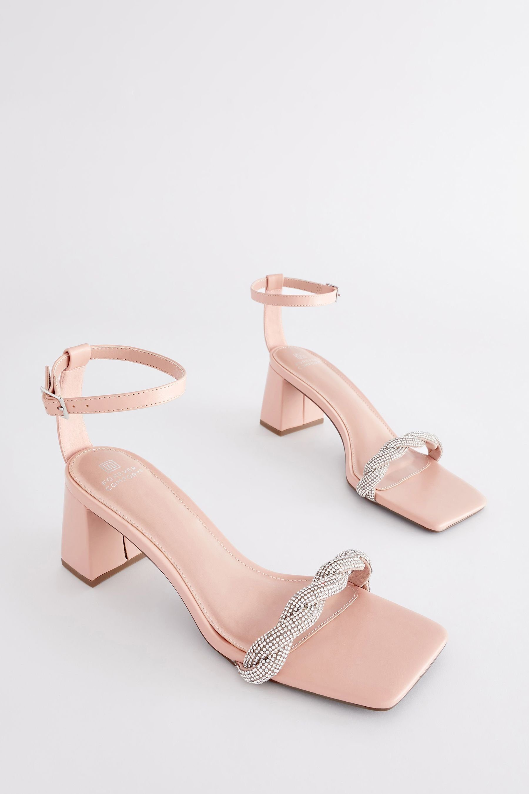 mit Nougat Schmuckstein Sandaletten Forever Sandalette Pink Next (1-tlg) Comfort®