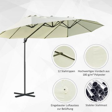 Outsunny Sonnenschirm Doppelschirm mit Kurbel Verstellbarer Gartenschirm, LxB: 270x270 cm, Doppelsonnenschirm, Doppelsonnenschirm, Cleveres Design, Einfacher Aufbau