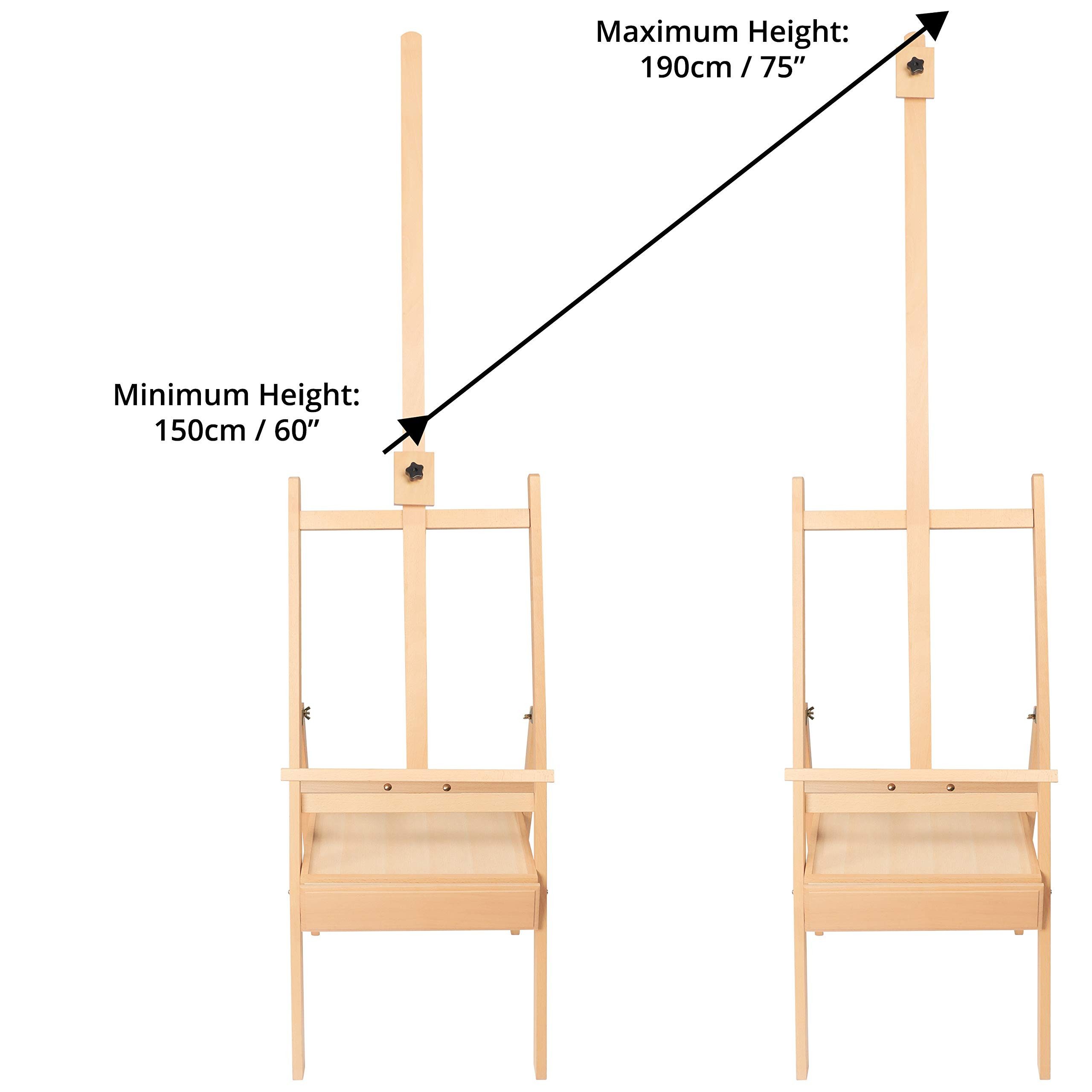Kurtzy Staffelei Kurtzy Atelierstaffelei 190 cm Holz H-Form mit Koffer