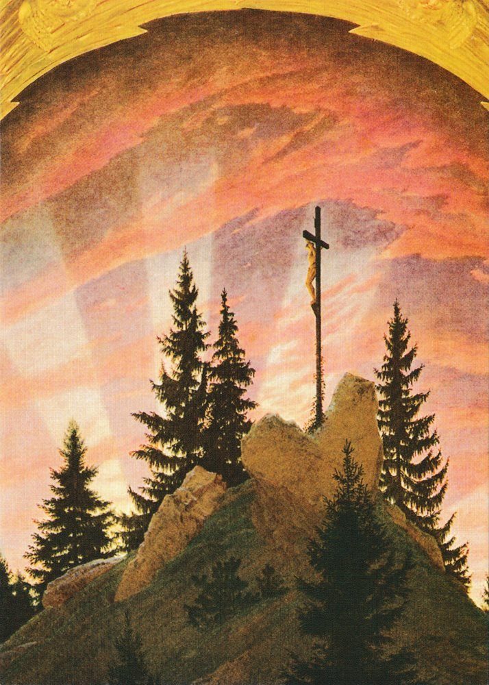 Postkarte Kunstkarte Caspar David Friedrich "Das Kreuz im Gebirge"