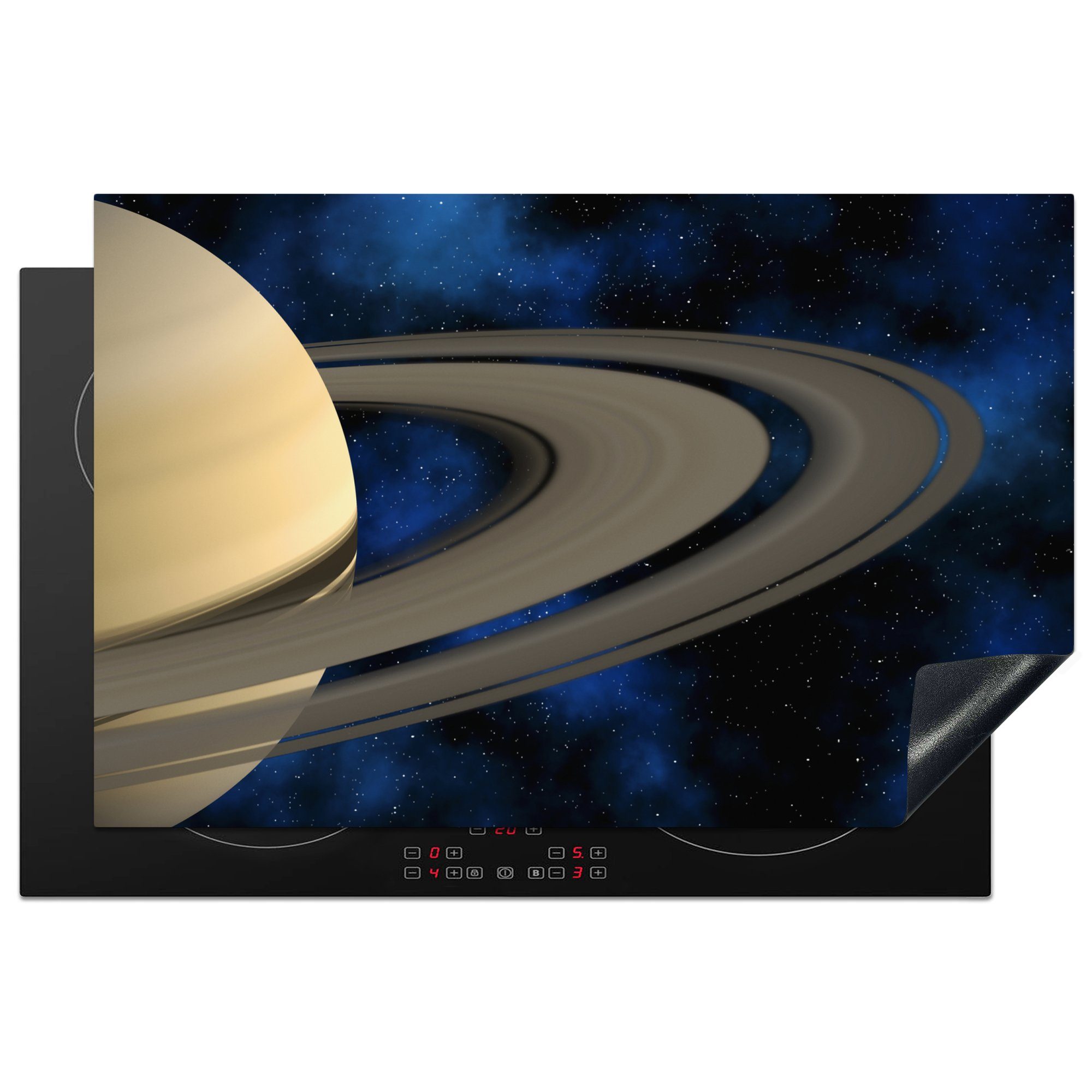 Saturn Induktionskochfeld (1 Himmel, 81x52 cm, Schutz Herdblende-/Abdeckplatte MuchoWow für Vinyl, einem Ceranfeldabdeckung tlg), vor küche, dunkelblauen die