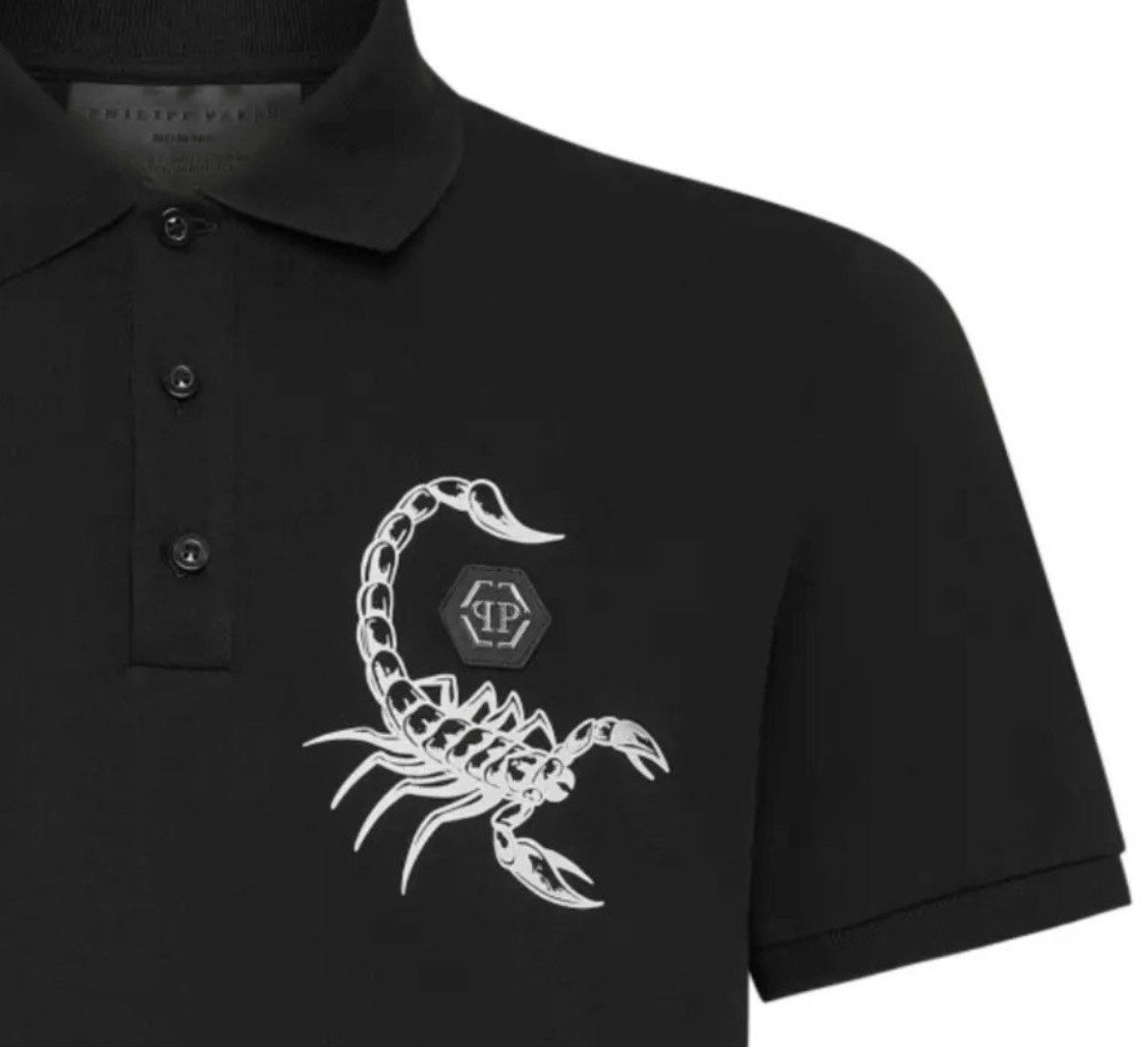 PHILIPP PLEIN Poloshirt Slim fit ikonische PP Hexagon Logo,gewebter Rippenkragen Bündchen