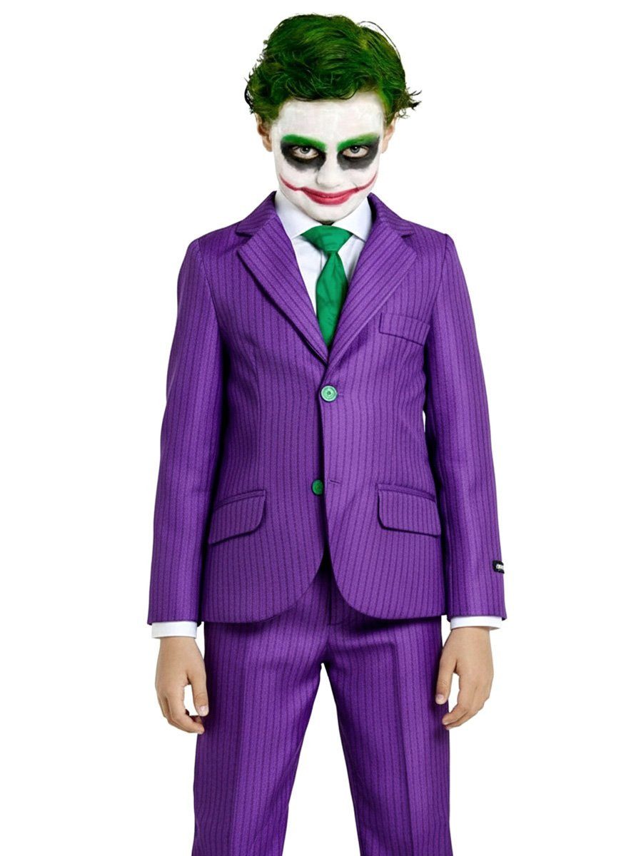Opposuits Partyanzug The Joker Clown Anzug - Halloween Kostüm Kinder, Sorgt für ein bleibendes Lächeln: cooler Anzug für schräge Schurken