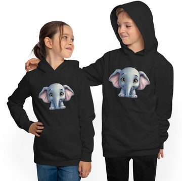 MyDesign24 Hoodie Kinder Kapuzen Sweatshirt - Baby Elefant Kinder Wildtier Hoodie i272, Kapuzensweater mit Aufdruck