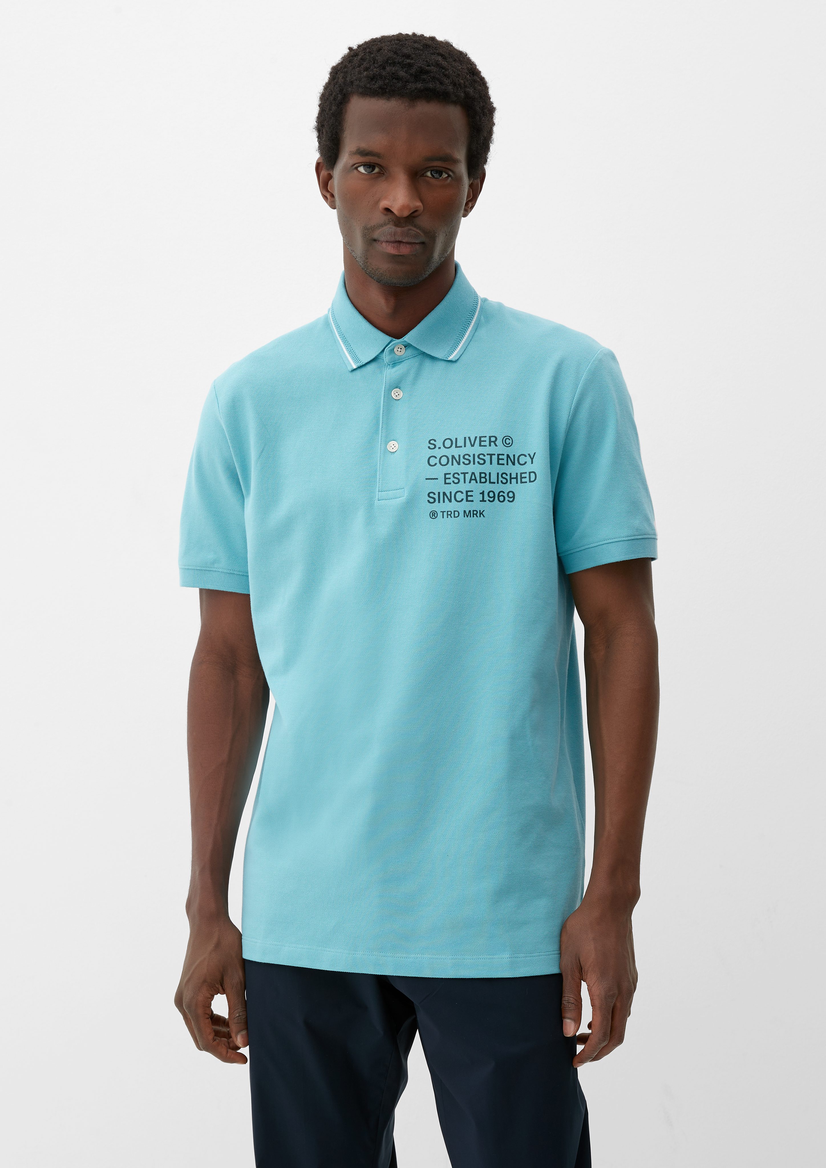 s.Oliver Artwork, Blende mit Piquéstruktur Poloshirt Tür Kurzarmshirt