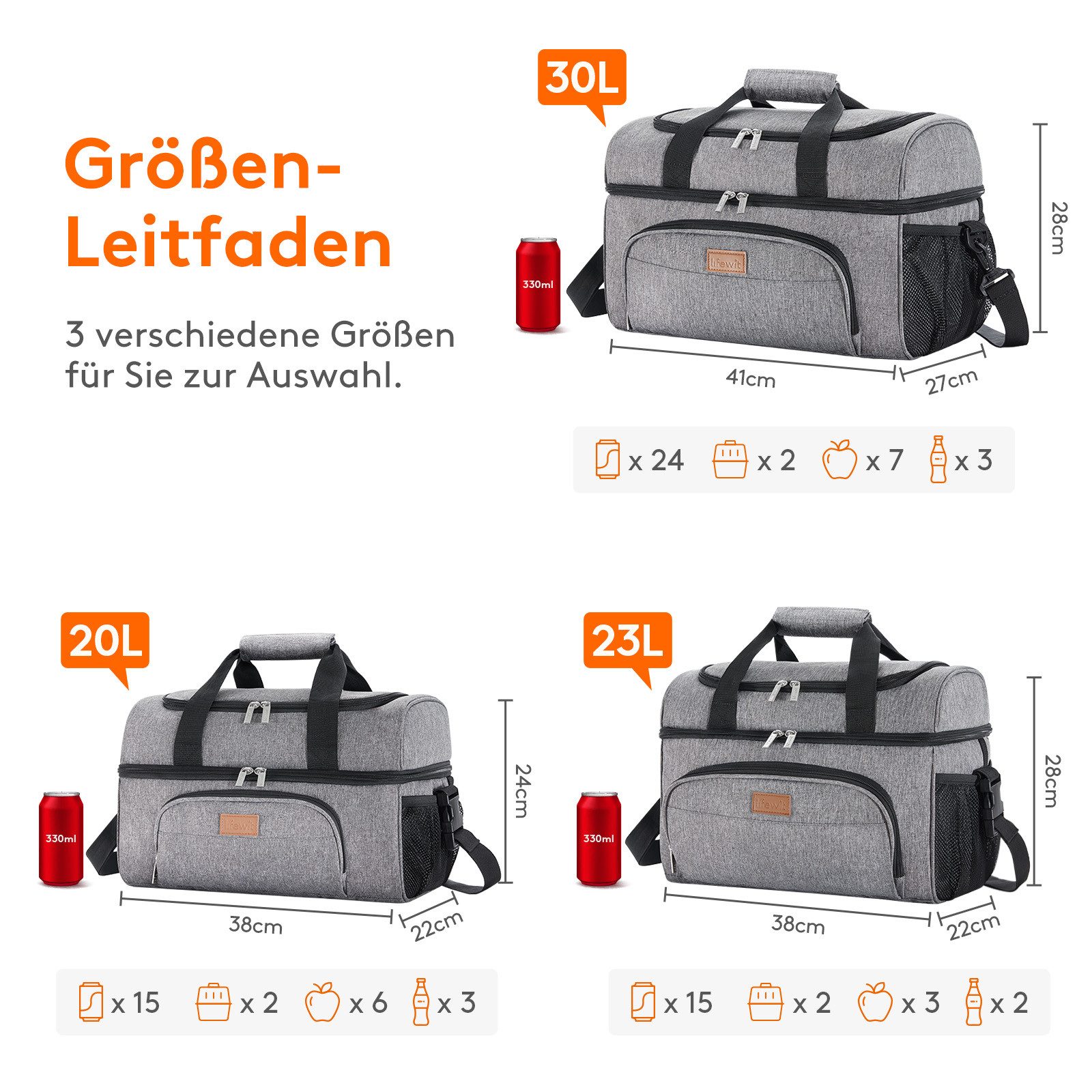 Lifewit Picknicktasche Kühltasche für, isolierte Lunch-Tasche, günstig online kaufen