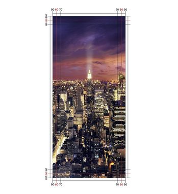 Wallario Duschrückwand New York bei Nacht - Panoramablick über die Stadt, (1-tlg)