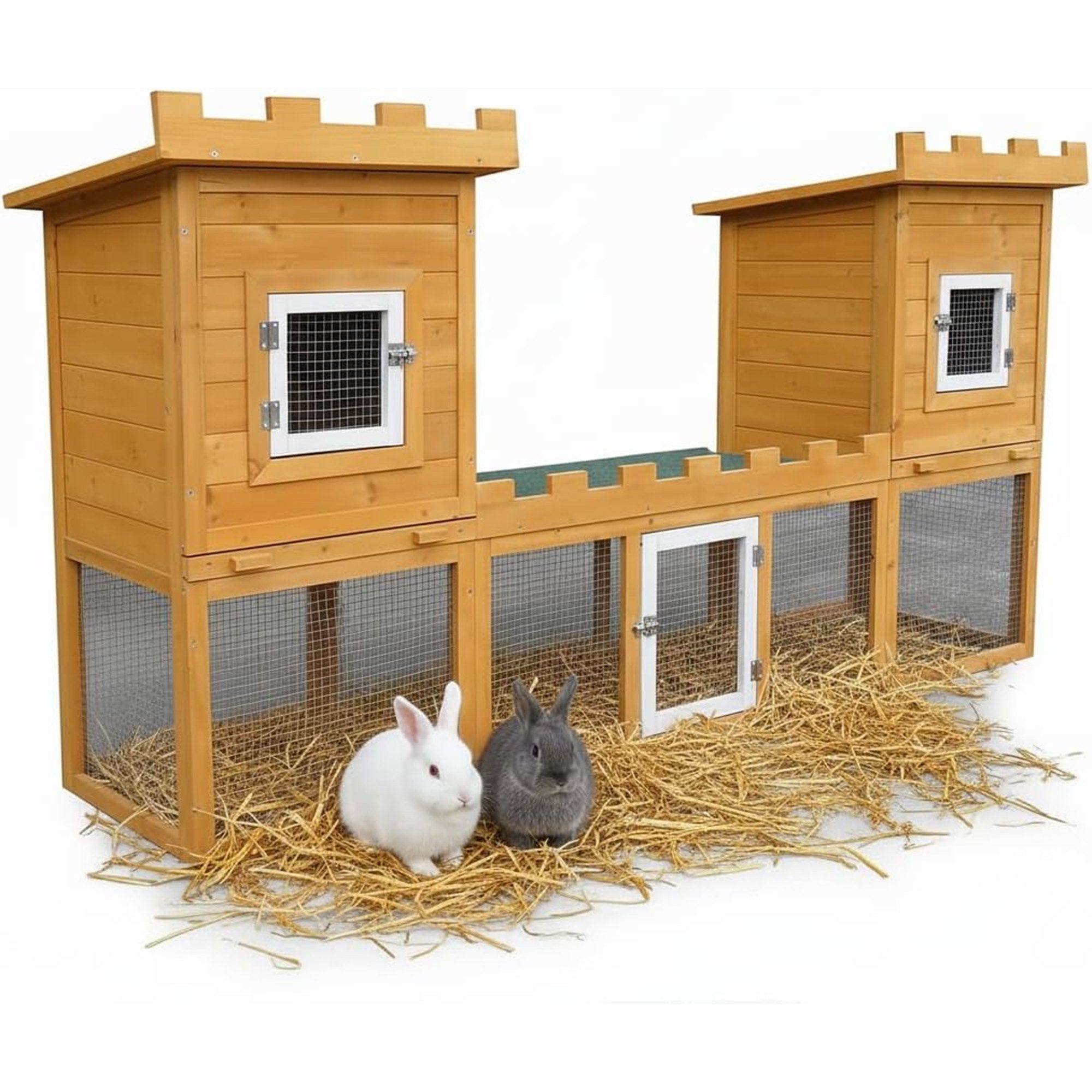Mucola Kleintierkäfig Kleintierstall Hasenstall Freigehege Haus Schloss Kaninchenstall Käfig, bodenfrei