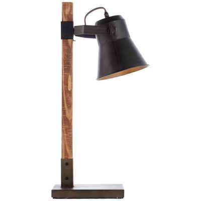 Brilliant Tischleuchte Plow, Lampe Plow Tischleuchte schwarz stahl/holz 1x A60, E27, 10W, geeigne