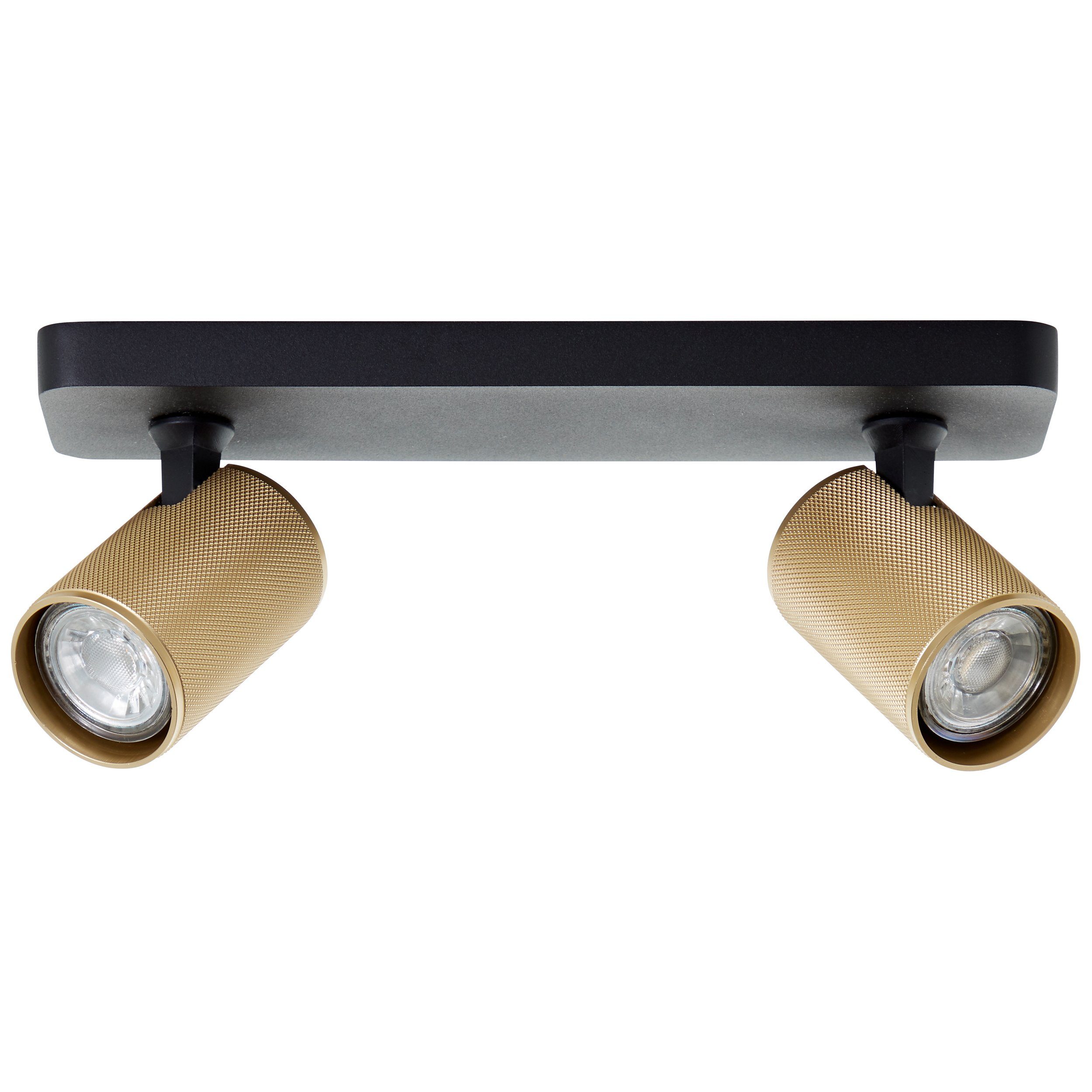 LED schwenkbar, GU10, 345lm, wechselbar, Deckenstrahler Marty, Brilliant schwarz/matt 12x31x9cm, gold Spotbalken Warmweiß,