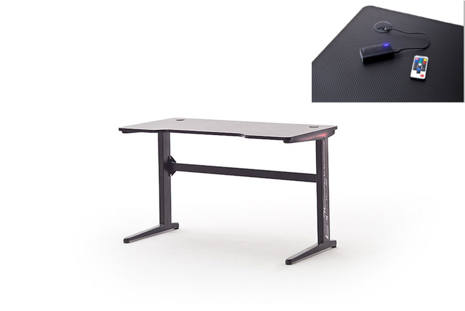 möbelando Schreibtisch mcRACING Gaming Desk (BxHxT: 120x73x60 cm), aus Holzwerkstoff,Metall in schwarz | Schreibtische
