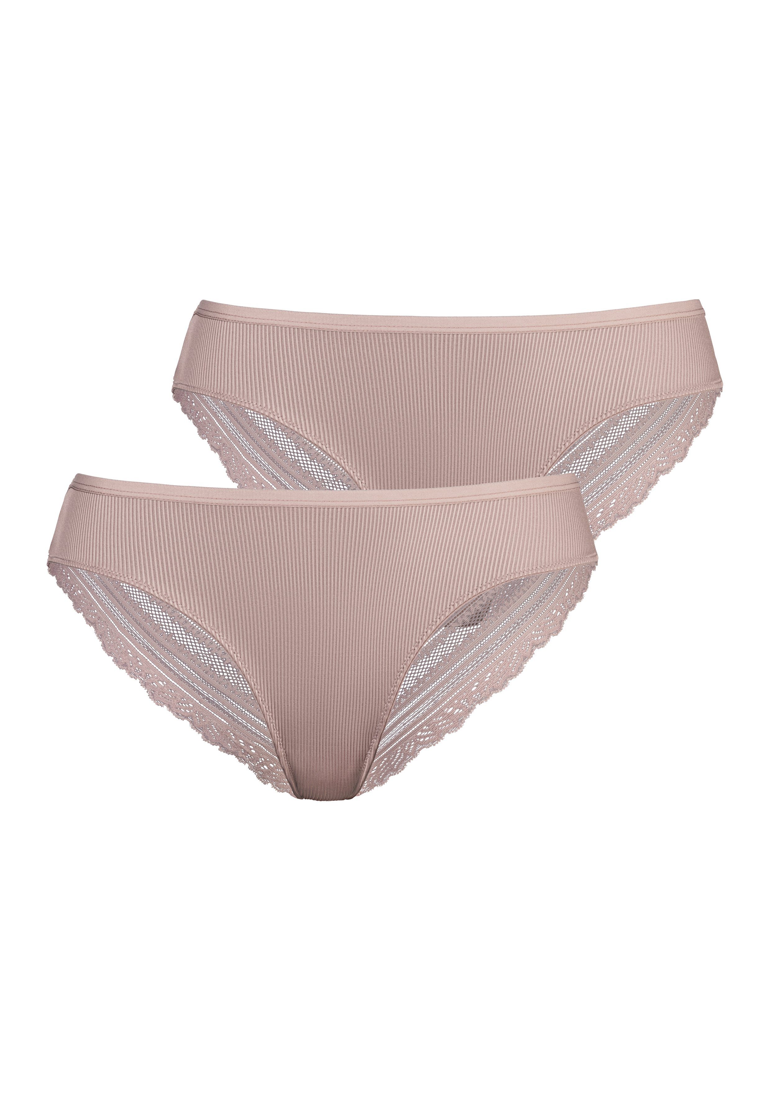 LASCANA Brasilslip (Packung, 2-St) aus Microfaser-Rippe taupe | Brasil-Slips