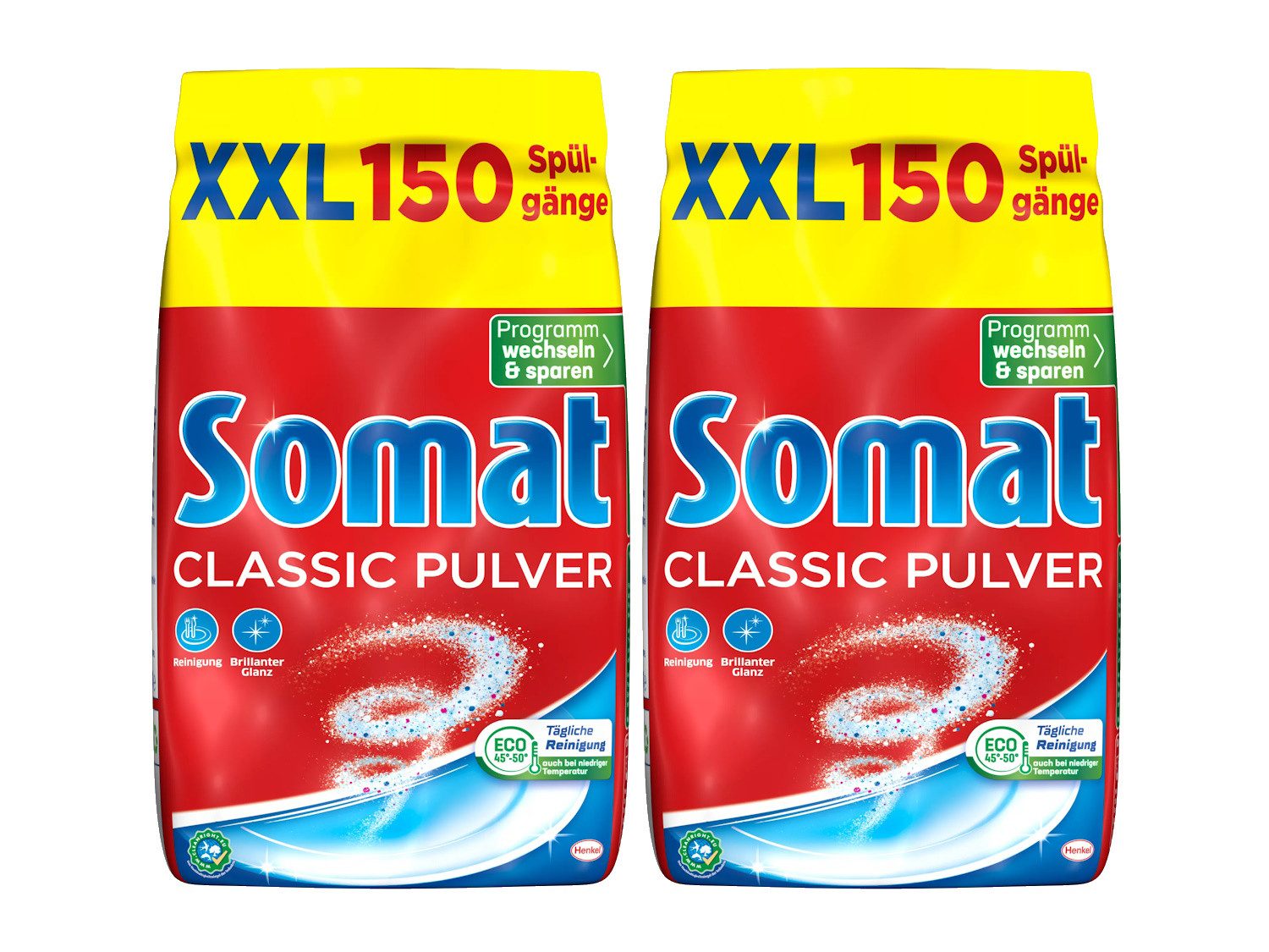 Somat Classic 2 x 150 WL Spülmaschinenpulver (XXL-Vorratspack, [- Geschirrspülpulver für Reinigung & brillanten Glanz)