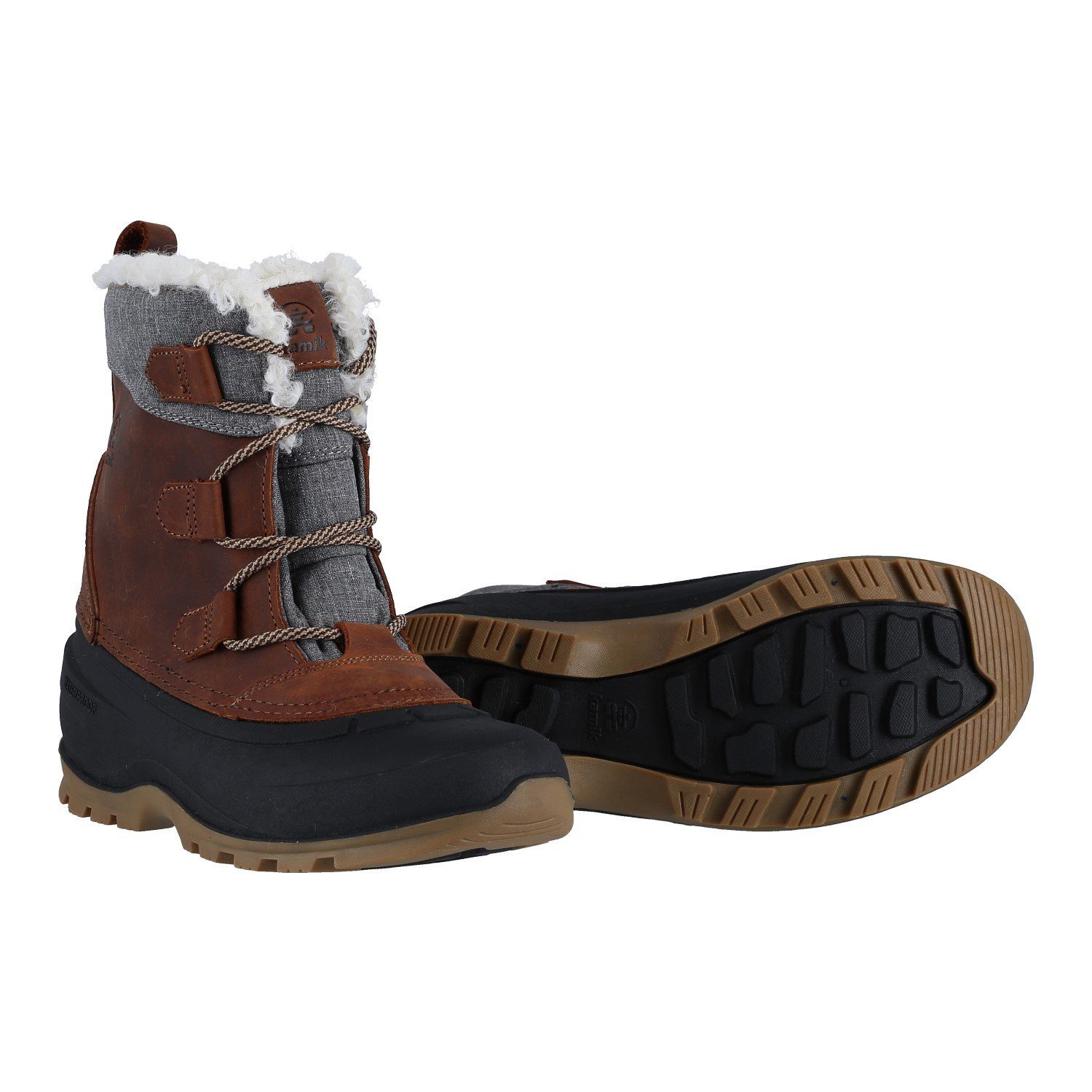 Kamik Snowgem Low (Leder, Nylon, wasserdicht) cognacbraun Damen Winterstiefel
