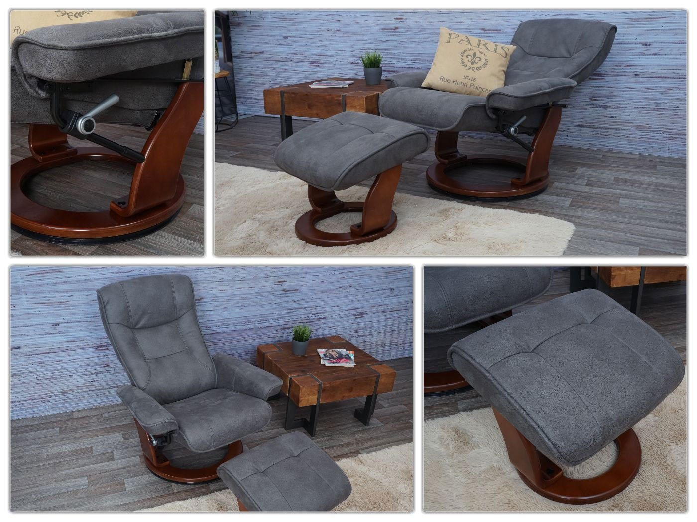 MCA furniture Relaxsessel Edmonton-S, Inkl. gepolstertem Fußhocker, Breite Armlehnen, Extradicke Polsterung