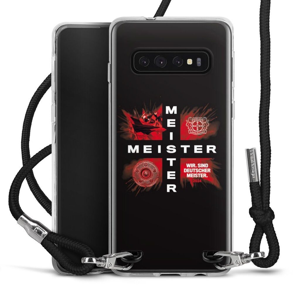 DeinDesign Handyhülle Bayer 04 Leverkusen Meister Offizielles Lizenzprodukt, Samsung Galaxy S10 Handykette Hülle mit Band Case zum Umhängen