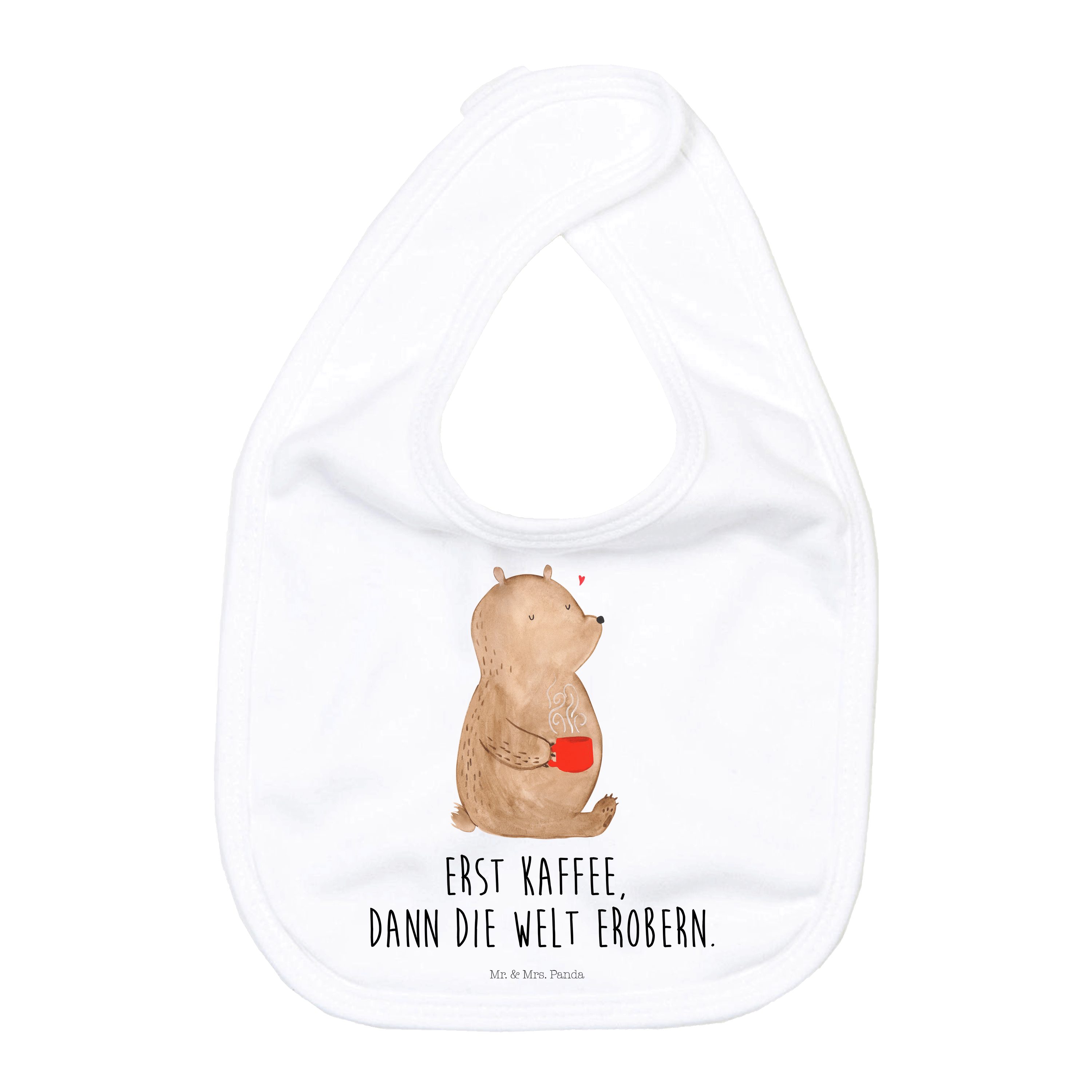 Tragetuch Bär Kaffee - Weiß - Geschenk, Babygeschenk, Morgenroutine, Coffee, We