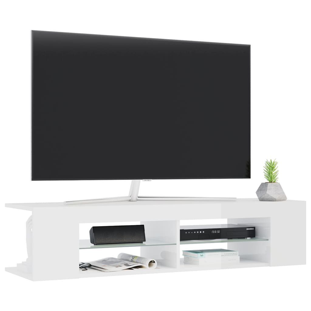 vidaXL TV-Schrank TV-Schrank mit LED-Leuchten 135x39x30 (1-St) Hochglanz-Weiß cm