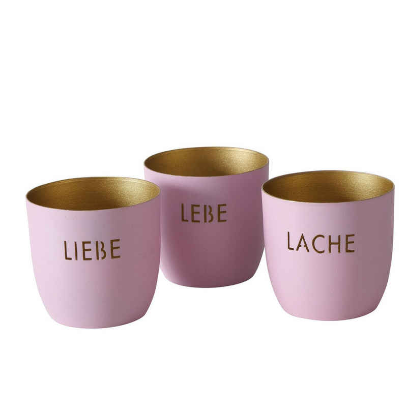 BOLTZE Windlicht Windlicht Set - Lebe, Liebe, Lache (3 St)