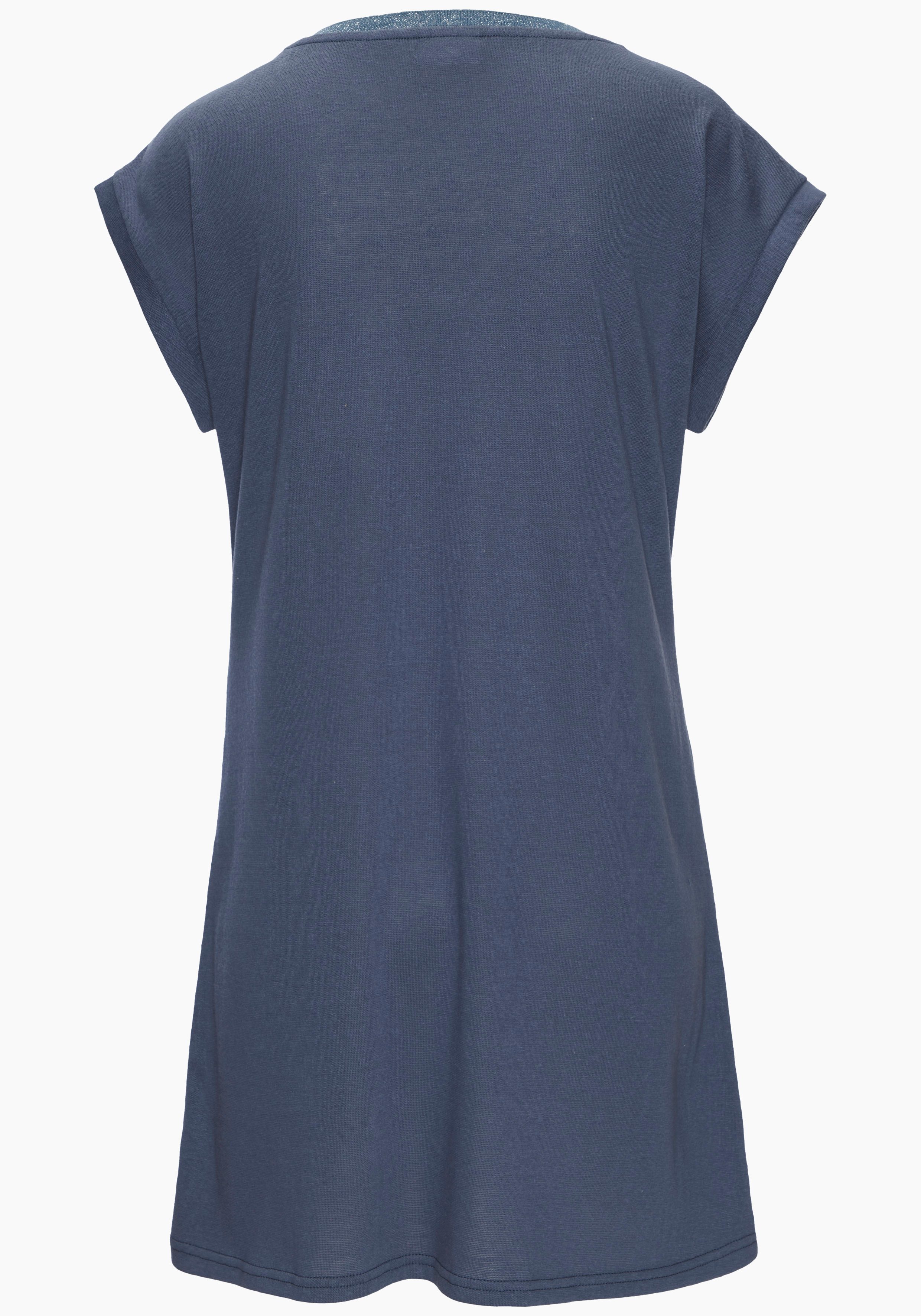 Beachtime by Lascana Longshirt mit glänzendem Foliendruck vorne, kurzes T-Shirt-Kleid lockeres Jerseykleid, luftiges Sommerkleid, kurzes Strandkleid – Bild 4 von 5