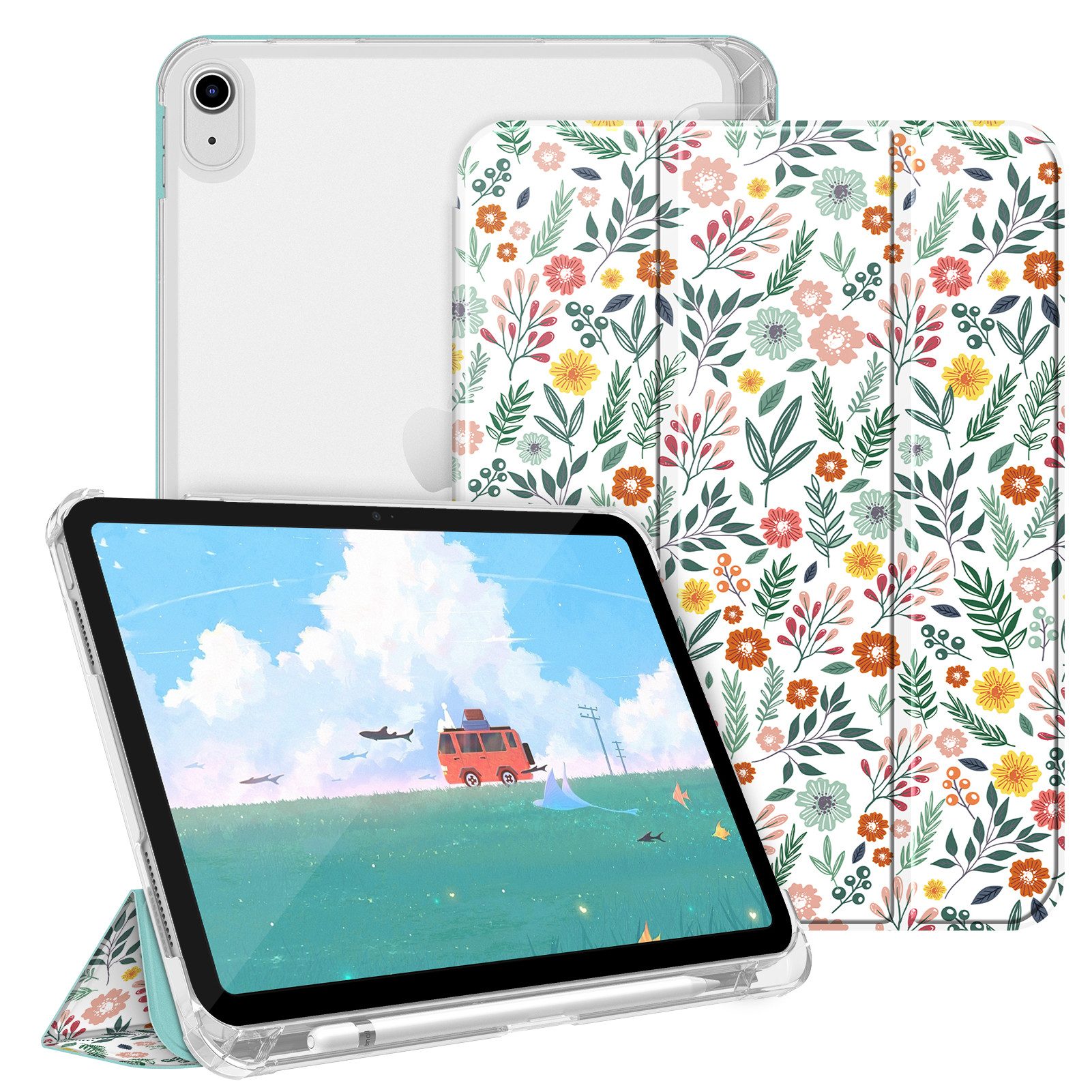 Fintie Tablet-Hülle für iPad 11 Generation 11‘’ 2025 (A16), iPad 10 Generation 10.9'' 2022, ultradünn, mit Stifthalter, transparenter Rückseite, Auto Schlaf/Wach