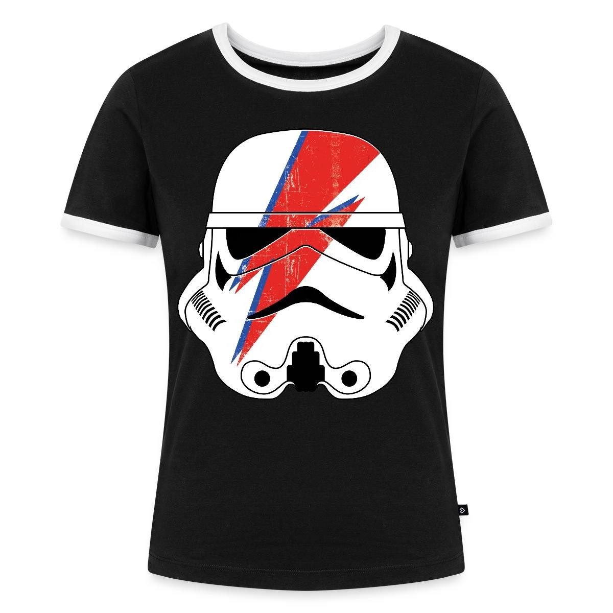 Spreadshirt T-Shirt Star Wars Stormtrooper Helm Mit Rotem Blitz Frauen Kontrast T-Shirt (1-tlg)