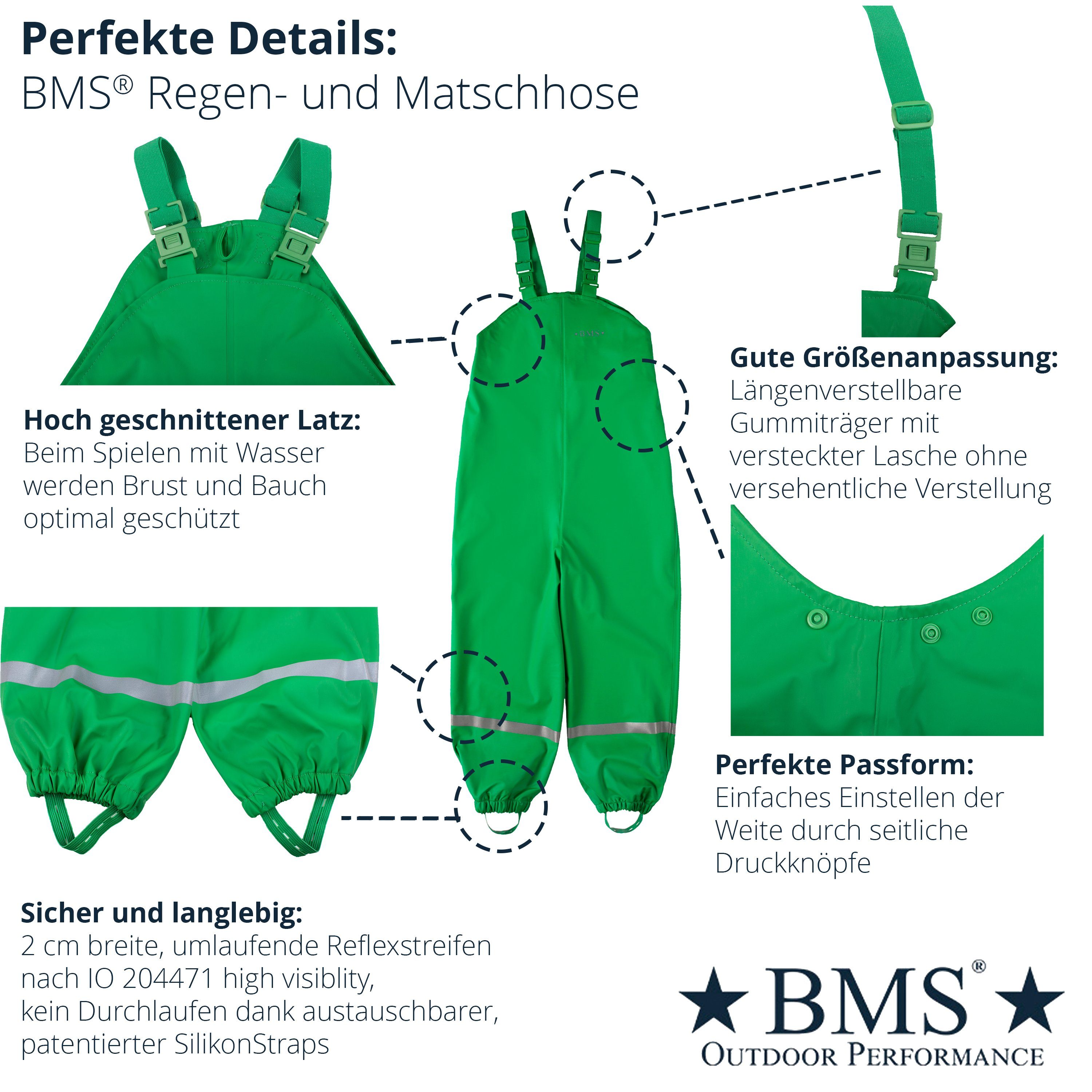 BMS Regen- und Matschlatzhose Räuberwald 100% wasserdichte Regenlatzhose OekoTex zertifiziert